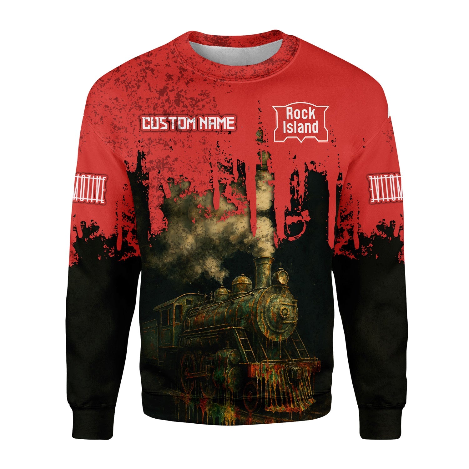 Railspirit Personalized Chicago, Rock Island and Pacific Railroad Sweatshirt Vintage Train Art Style Rock Island Railroad Shirt For Locomotive Fans