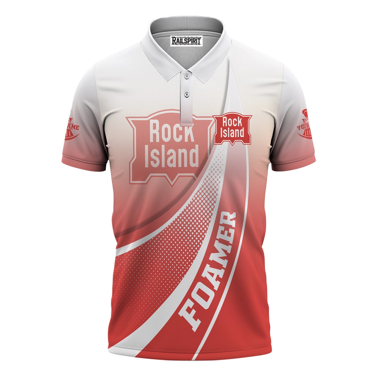 Railspirit Personalized Chicago, Rock Island and Pacific Railroad Polo Shirt Railway-Themed Style Rock Island Railroad Shirt Gift For Trainspotter