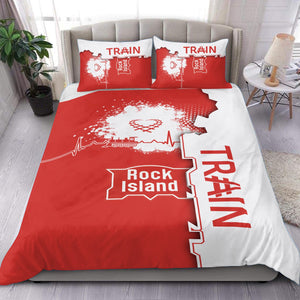 Railspirit Chicago, Rock Island and Pacific Railroad Bedding Set Engine Heartbeat and Track Love Style Rock Island Railroad Bedding Set