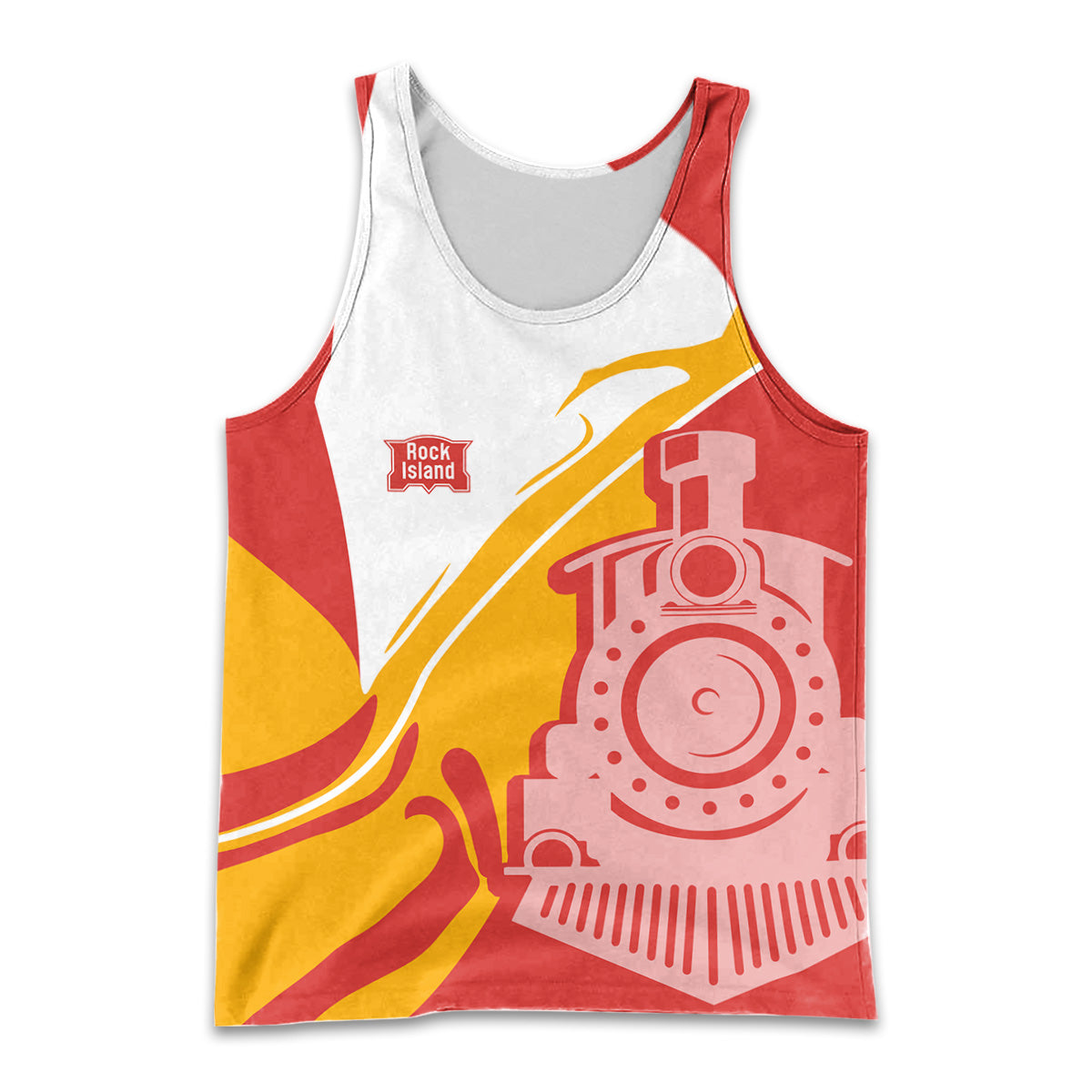 Railspirit Personalized Chicago, Rock Island and Pacific Railroad Men Tank Top Flame-Inspired Style Rock Island Railroad Shirt