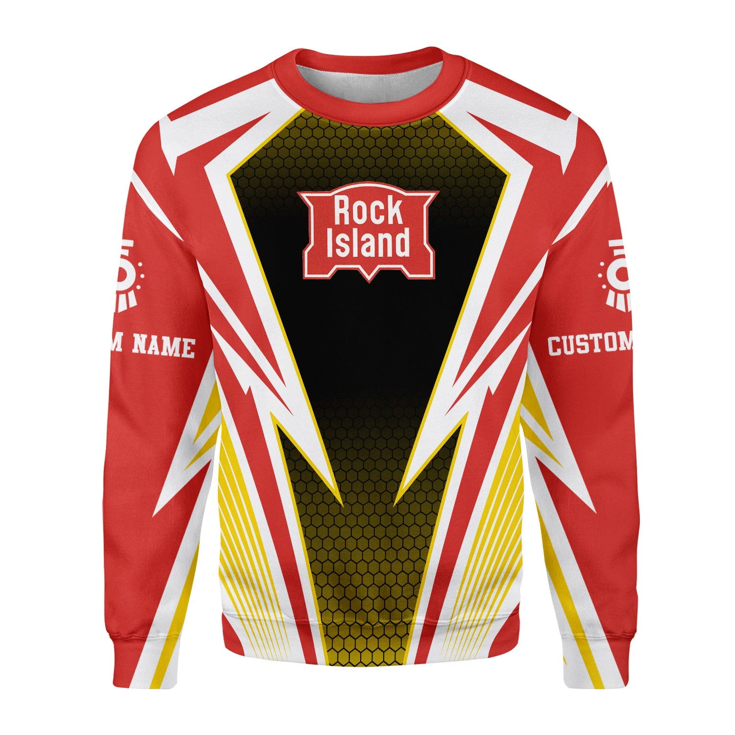 Railspirit Personalized Chicago, Rock Island and Pacific Railroad Sweatshirt Lightning Graphic Style Rock Island Railroad Shirt