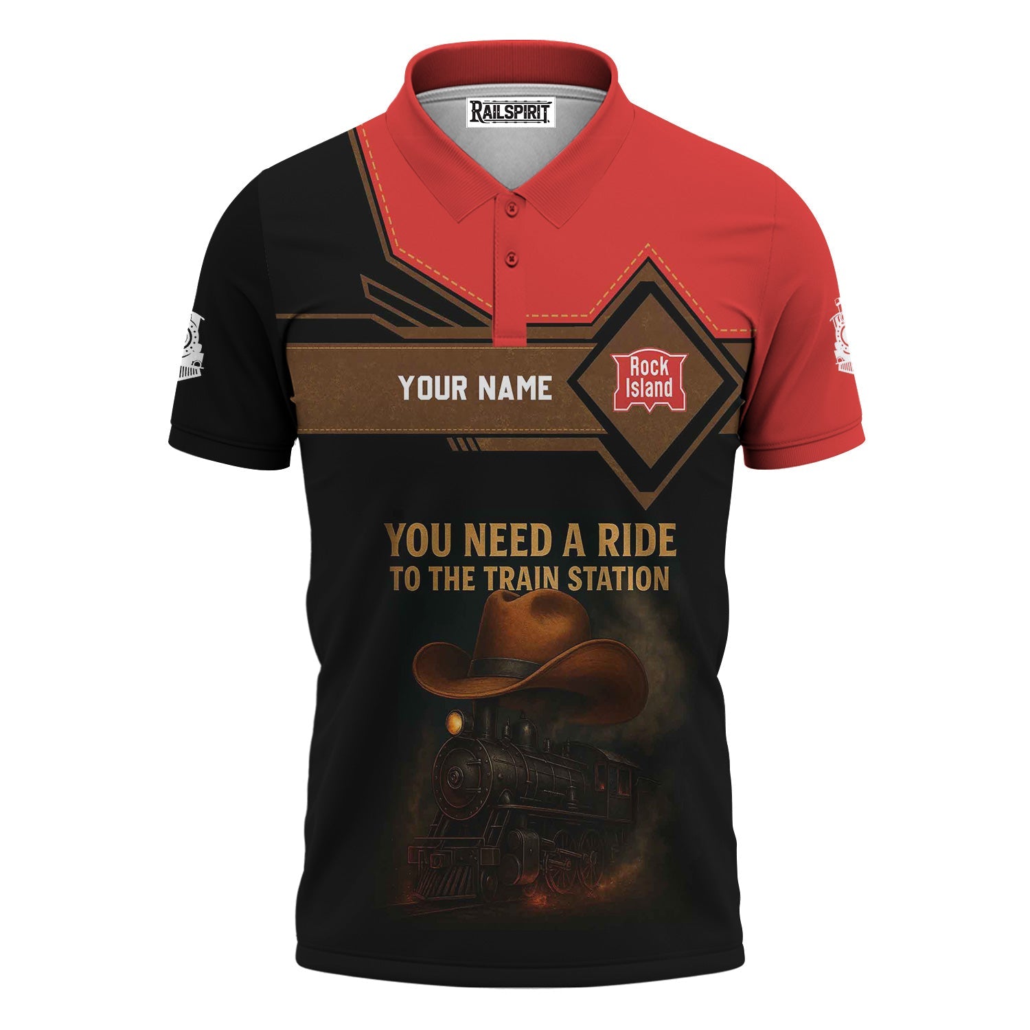 Railspirit Personalized Chicago, Rock Island and Pacific Railroad Polo Shirt You Need A Ride To The Train Station Rock Island Railroad Shirt