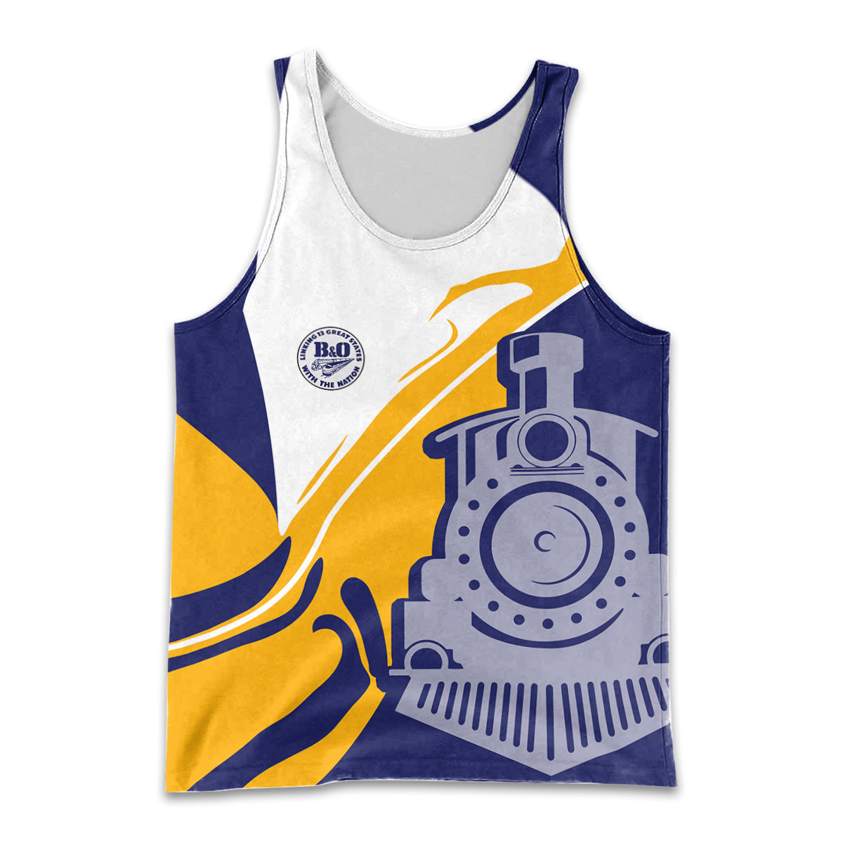 Railspirit Personalized B&O Great States Railroad Men Tank Top Flame-Inspired Style Shirt Gift Idea For Train Lovers