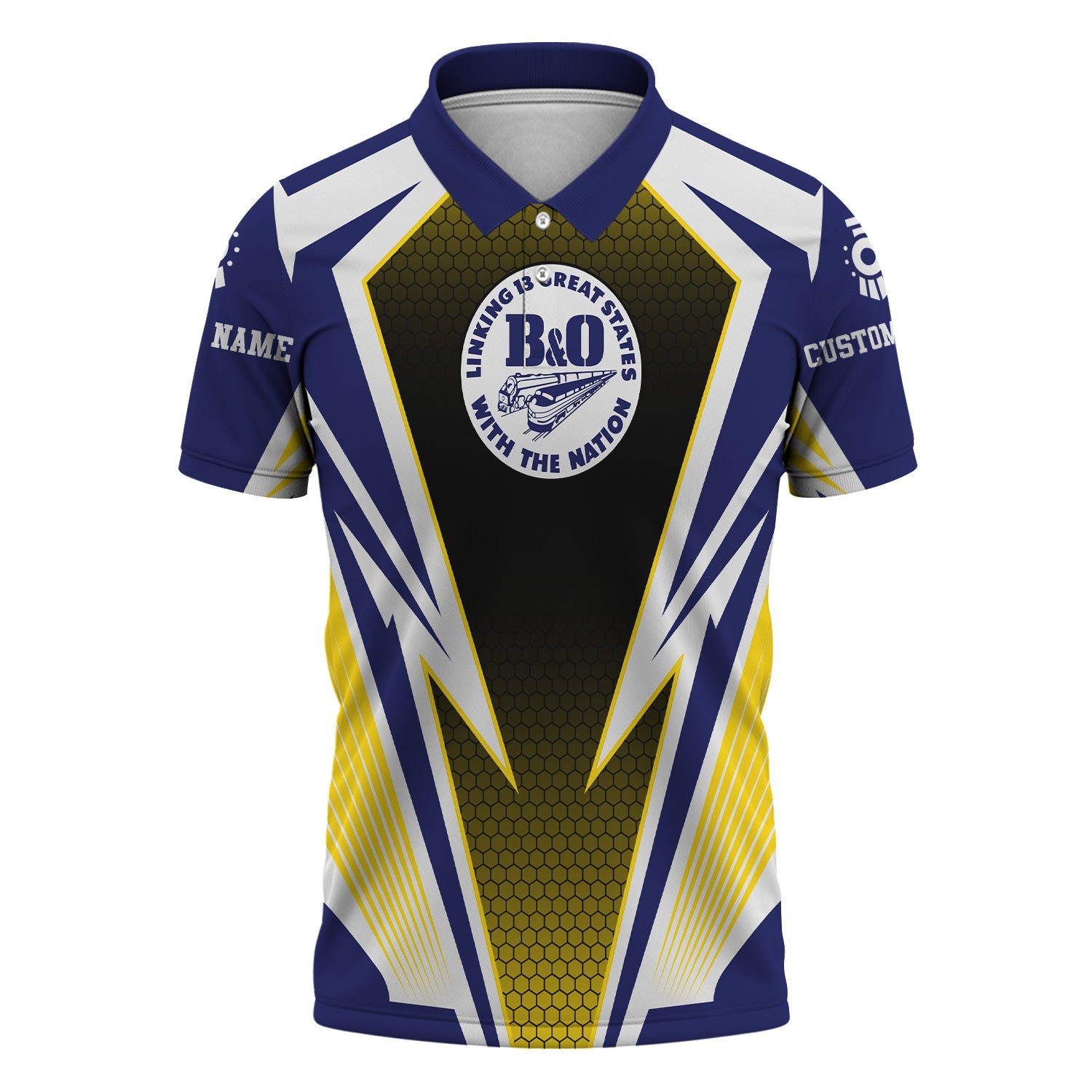 Railspirit Personalized B&O Great States Railroad Polo Shirt Lightning Graphic Style Shirt Gift Idea For Train Lover