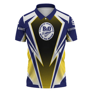 Railspirit Personalized B&O Great States Railroad Polo Shirt Lightning Graphic Style Shirt Gift Idea For Train Lover