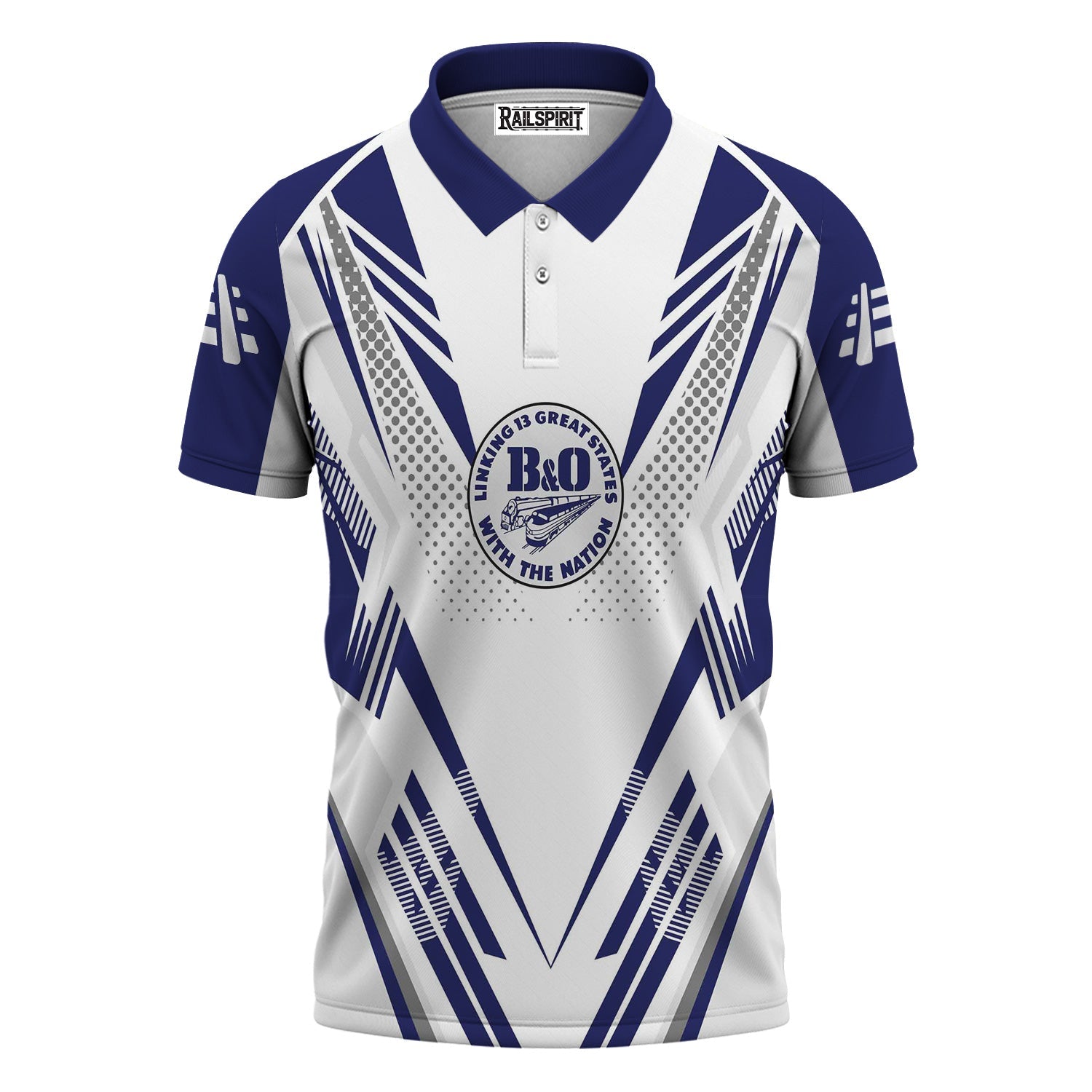 Railspirit Personalized B&O Great States Railroad Polo Shirt Railroad Tribute Design Train Shirt for Train Lovers