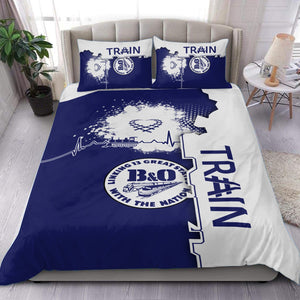 Railspirit B&O Great States Railroad Bedding Set Engine Heartbeat and Track Love Style Bedding Set Gift Idea For Train Lovers
