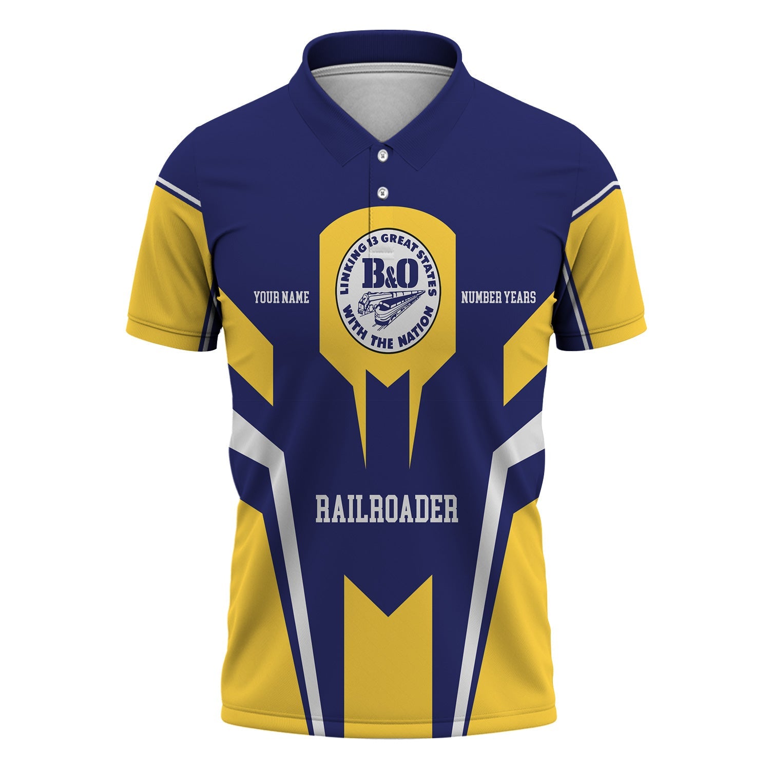Railspirit Personalized B&O Great States Railroad Polo Shirt Custom Year Railroader Shirt Gift Idea For Train Lover