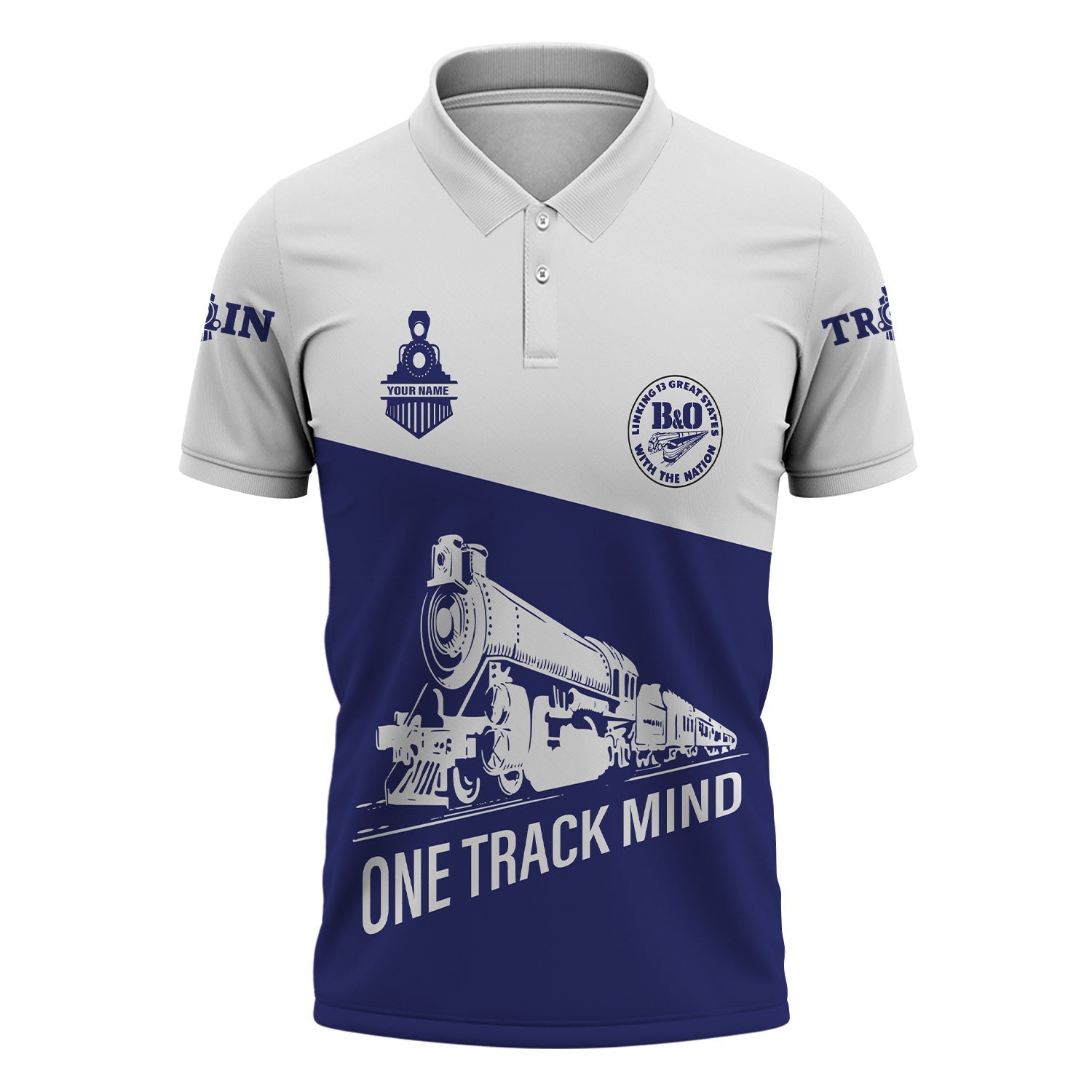 Railspirit Personalized B&O Great States Railroad Polo Shirt One Track Mind Unisex Train Shirt Gift Idea For Train Lover
