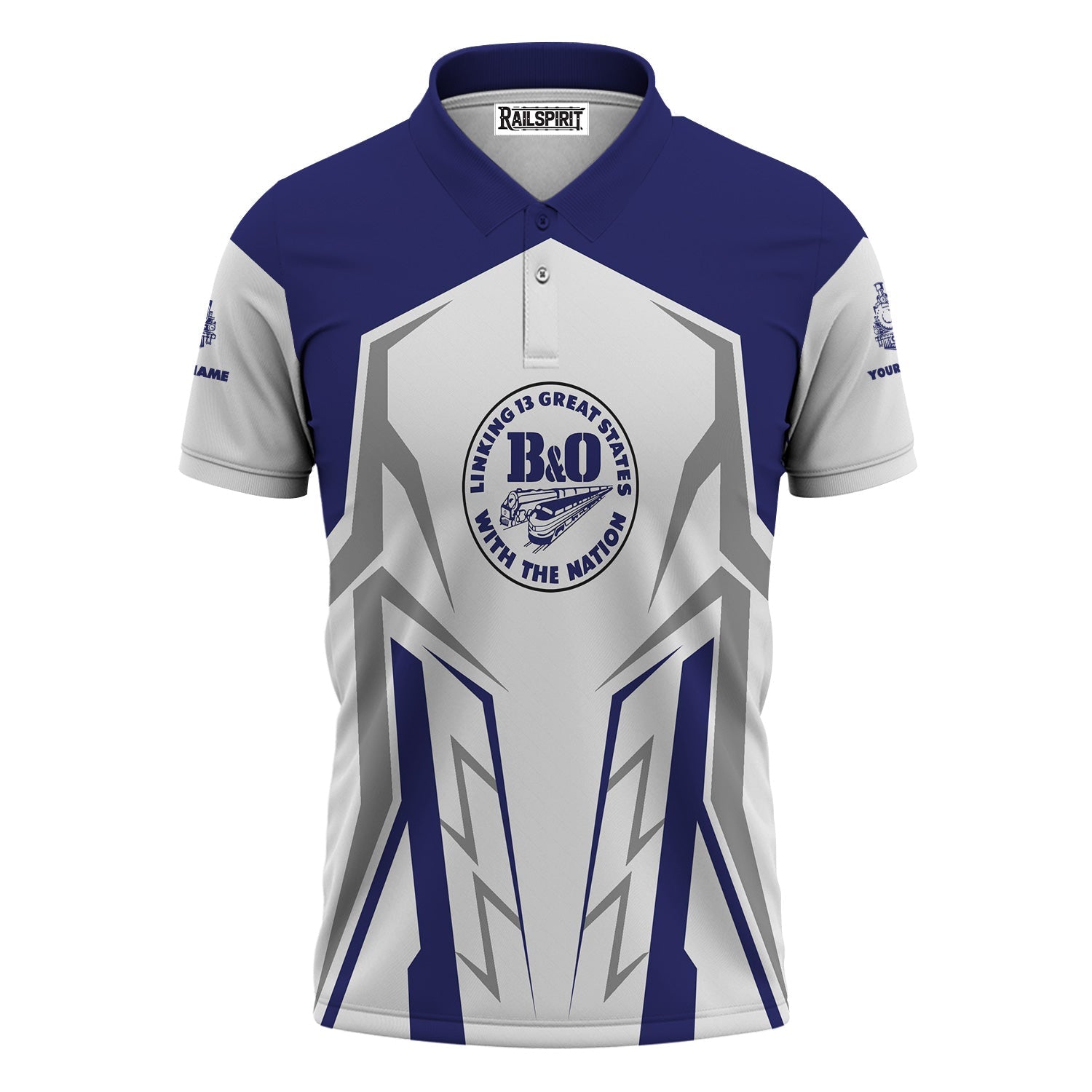 Railspirit Personalized B&O Great States Railroad Polo Shirt Futuristic Design with Custom Job Train Shirt