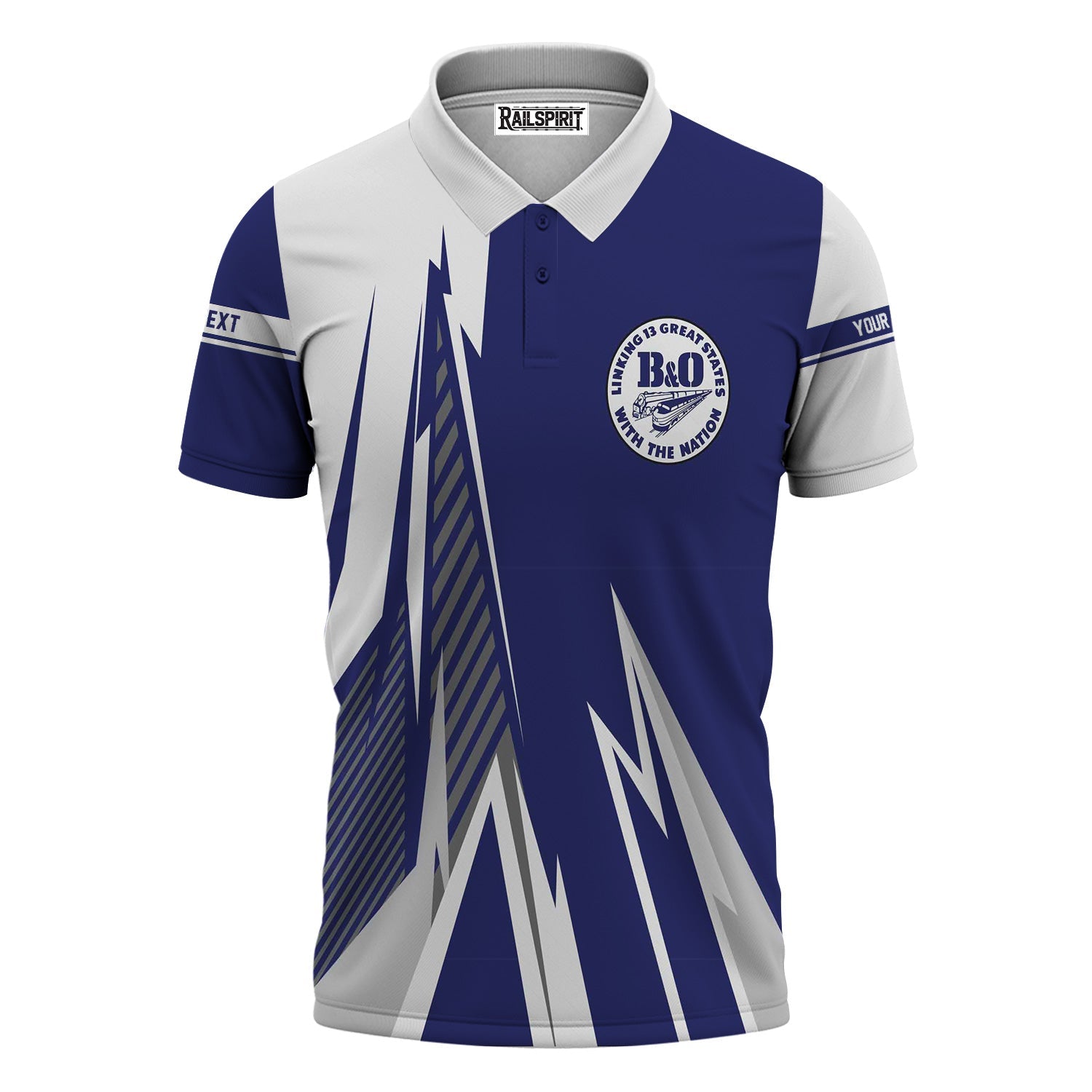 Railspirit Personalized B&O Great States Railroad Polo Shirt Lightning-Inspired Railway Style Shirt For Train Lovers