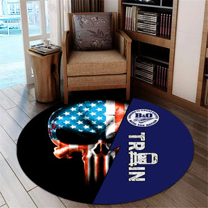 Railspirit B&O Great States Railroad Round Mat Train Skull American Flag Style Rug All Over Print