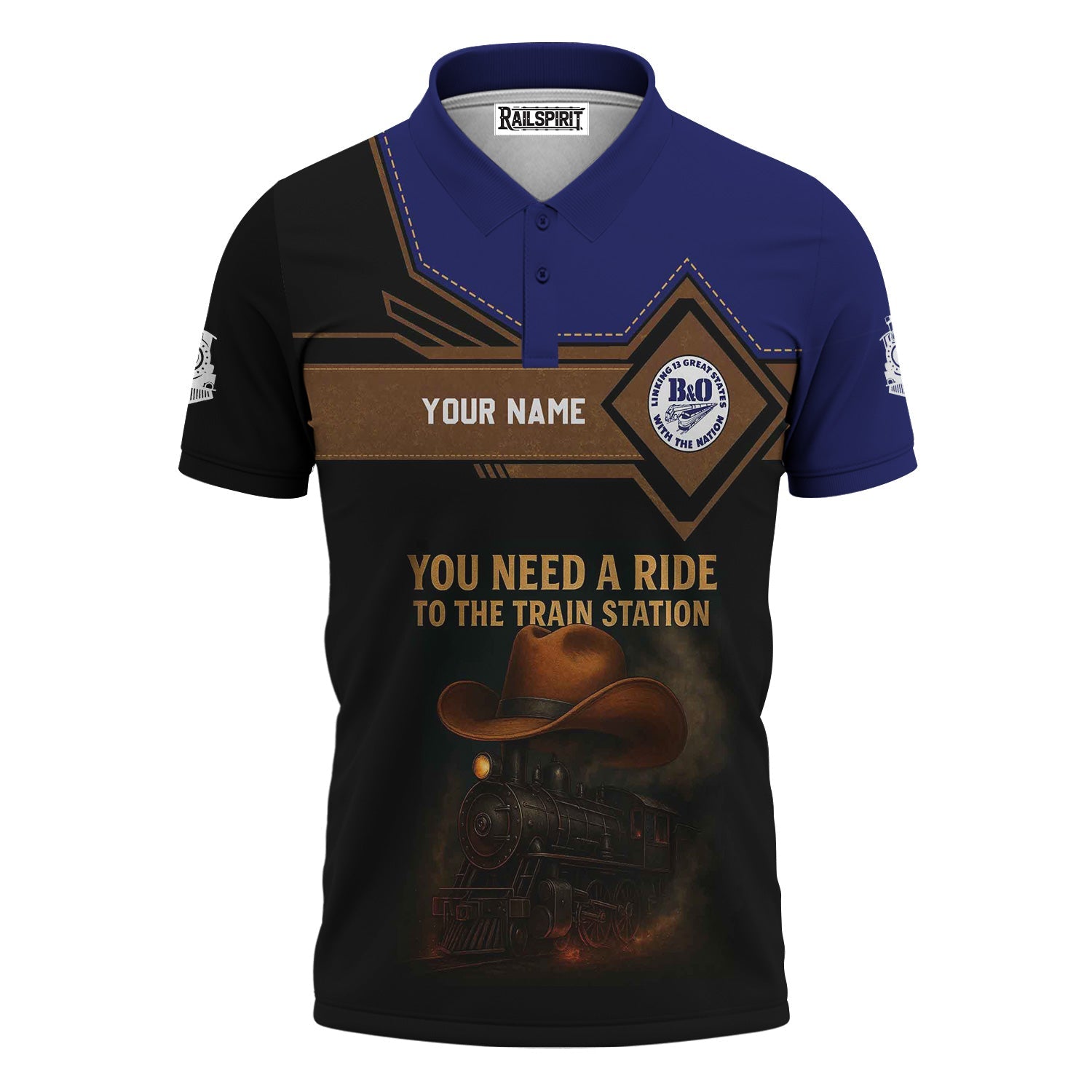 Railspirit Personalized B&O Great States Railroad Polo Shirt You Need A Ride To The Train Station Shirt For Train Lovers