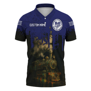 Railspirit Personalized B&O Great States Railroad Polo Shirt Vintage Train Art Style Shirt For Locomotive Fans