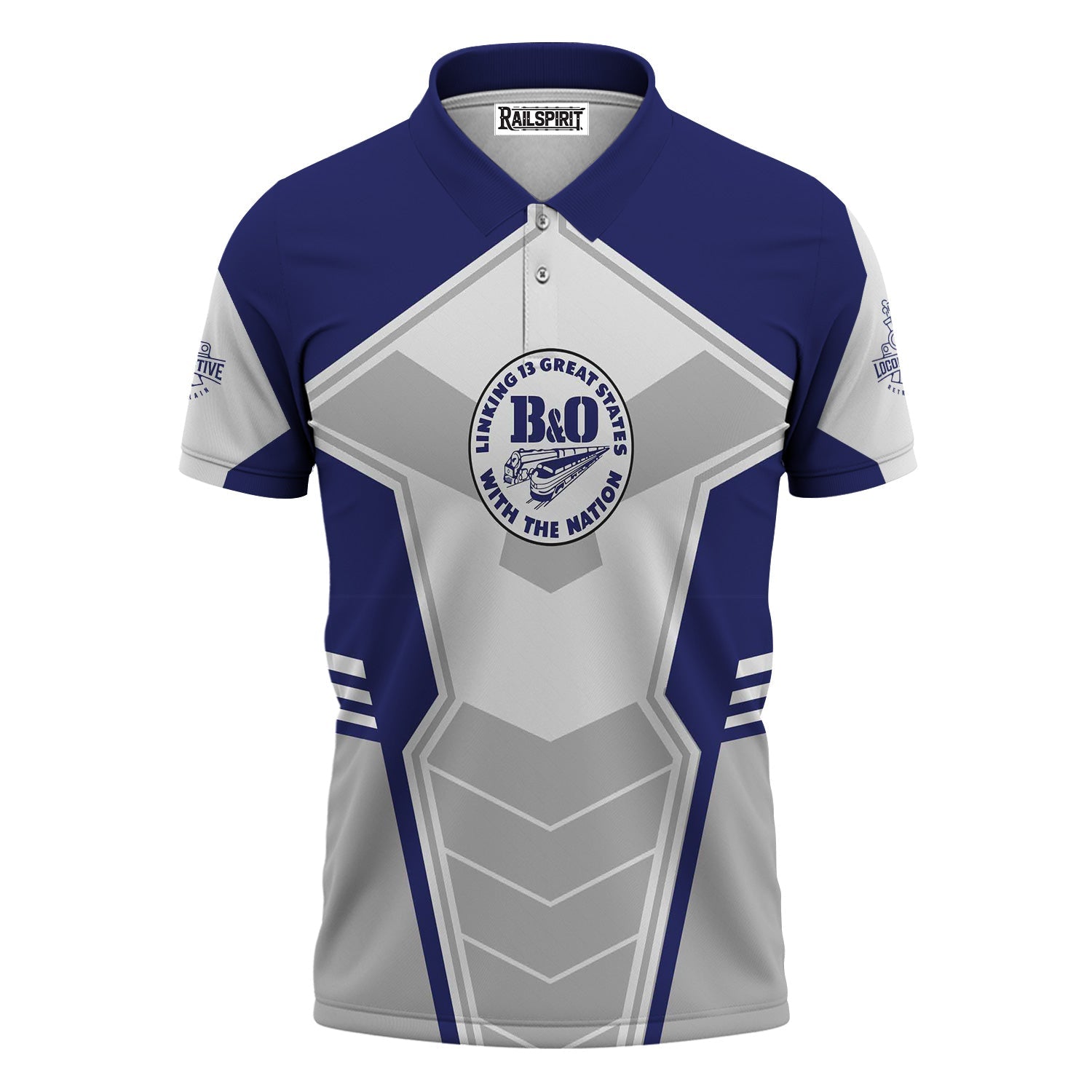 Railspirit Personalized B&O Great States Railroad Polo Shirt Engine-Inspired Style Train Shirt for Railroad Fanatic