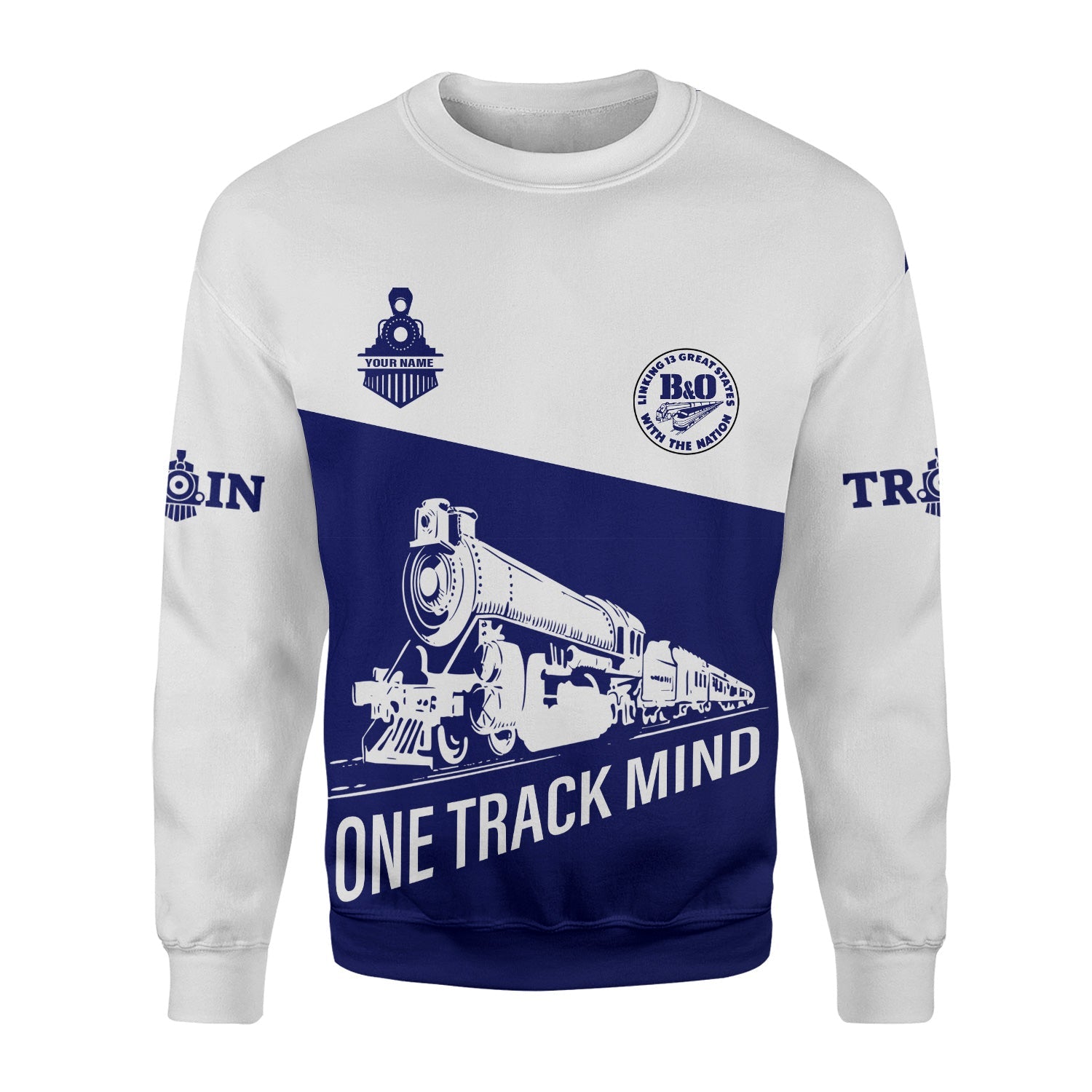 Railspirit Personalized B&O Great States Railroad Sweatshirt One Track Mind Train Sweater Gift Idea For Train Lover