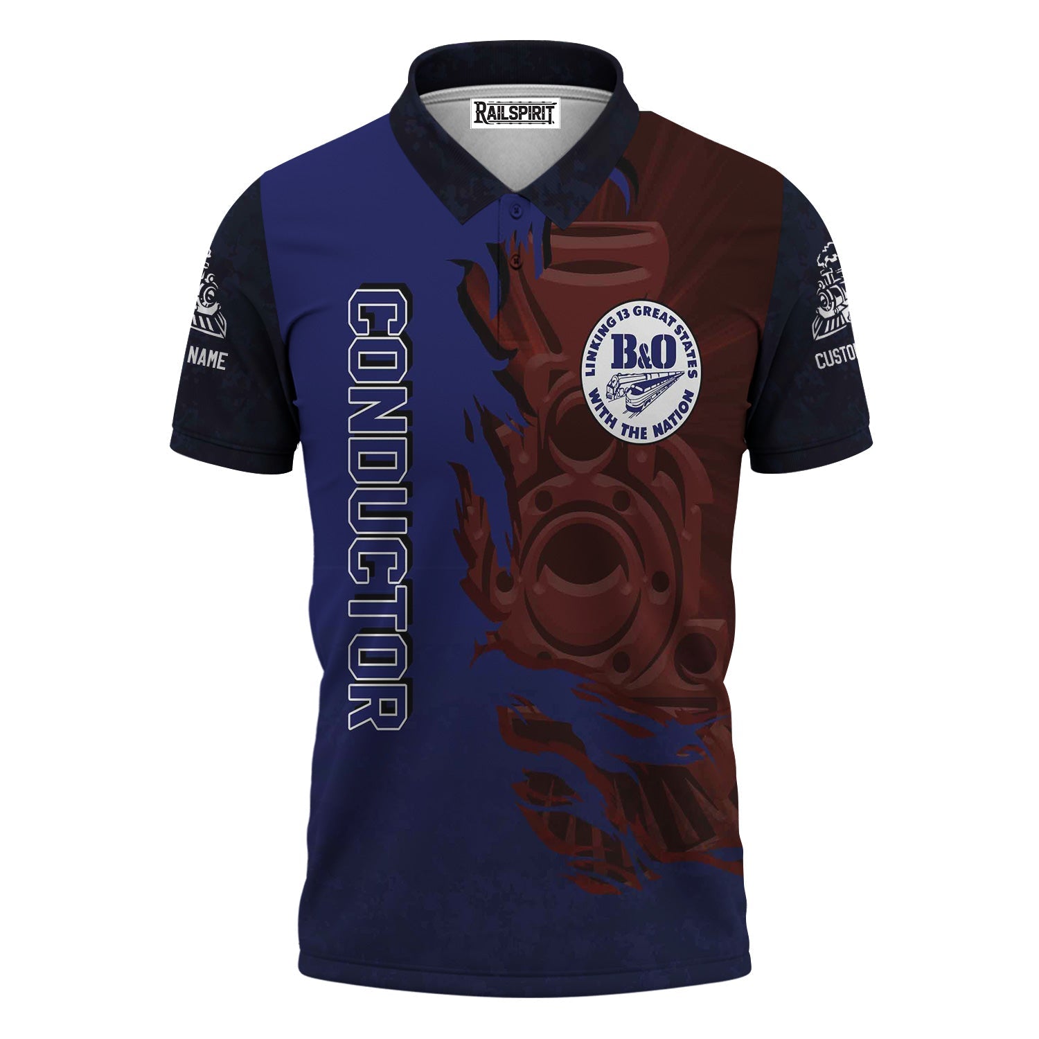 Railspirit Personalized B&O Great States Railroad Polo Shirt Blazing Style with Custom Position Train Shirt