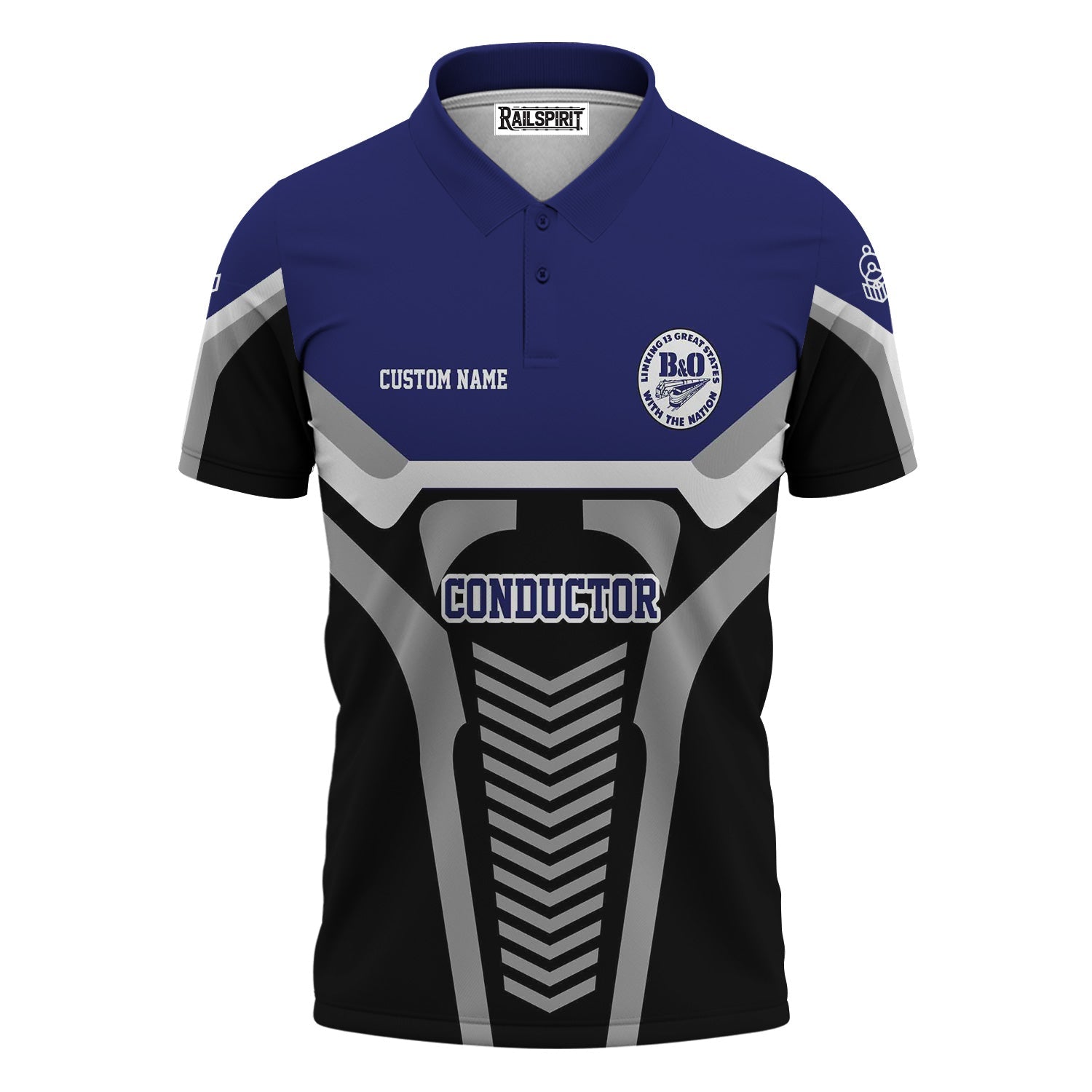 Railspirit Personalized B&O Great States Railroad Polo Shirt Track-Inspired with Custom Job Position Train Shirt