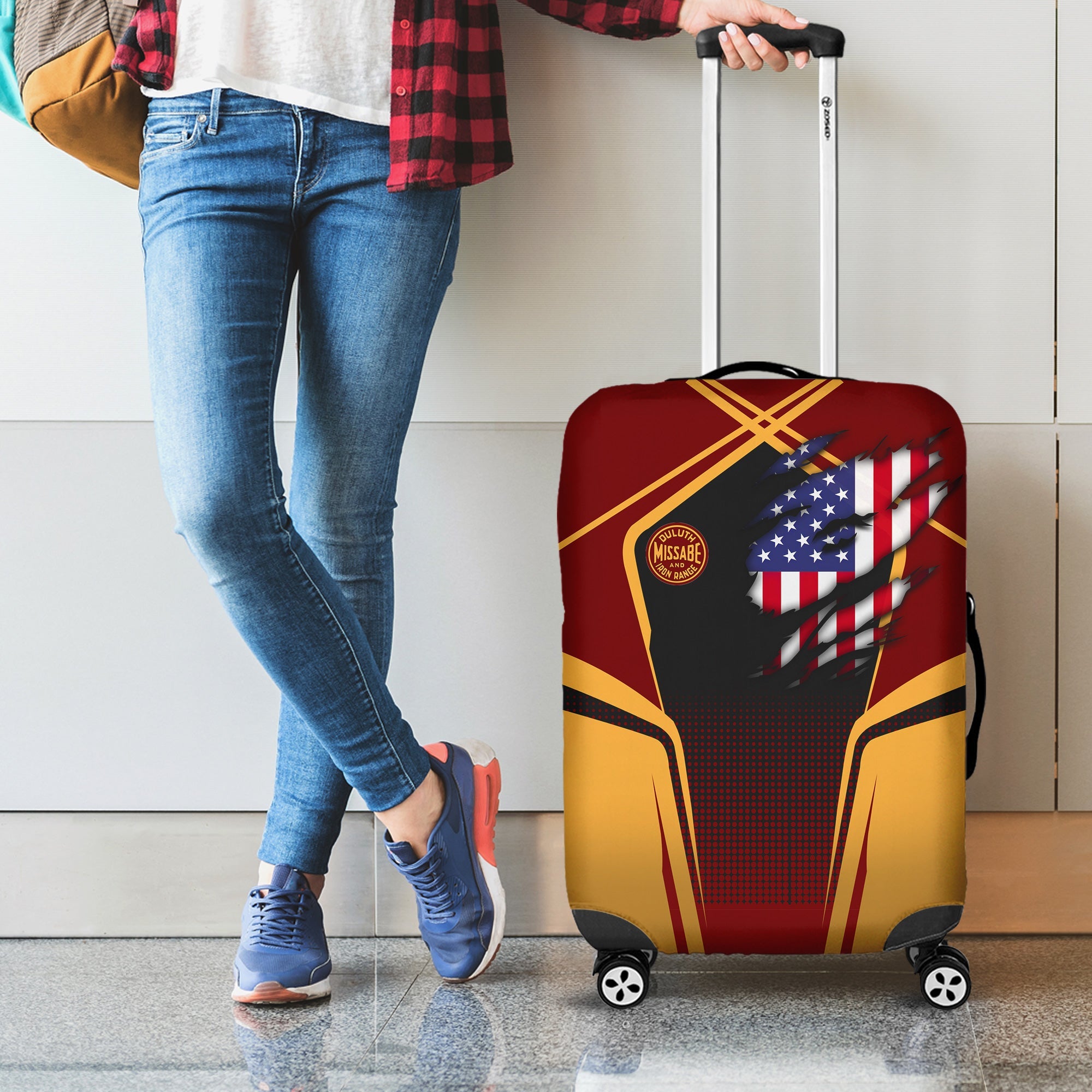 Railspirit Personalized Duluth, Missabe, & Iron Range Railroad Luggage Cover American Eagle Vintage Train Luggage Protection