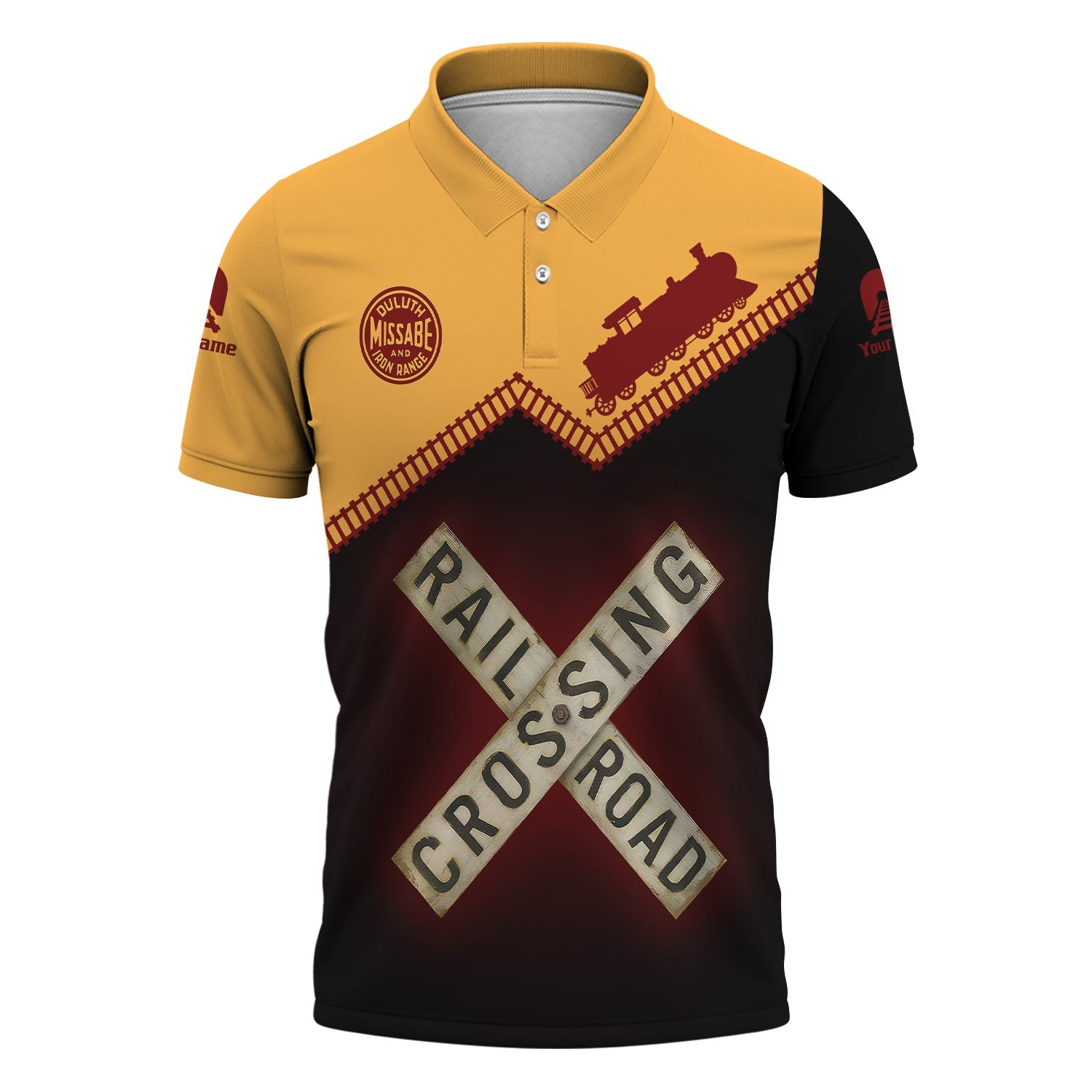Railspirit Personalized Duluth, Missabe, & Iron Range Railroad Polo Shirt Railroad Crossing Printed Train Track Shirt
