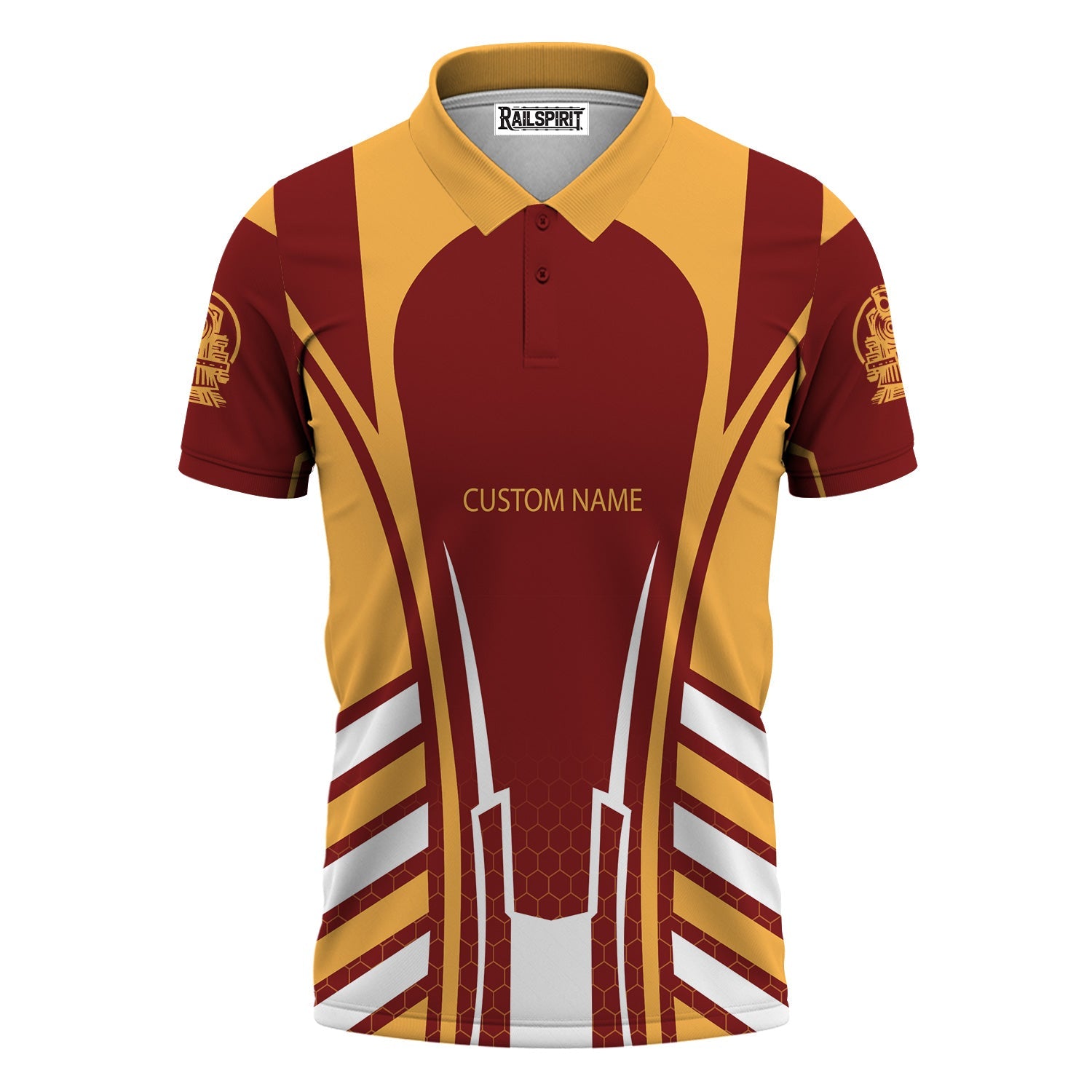 Railspirit Personalized Duluth, Missabe, & Iron Range Railroad Polo Shirt Striped Railroad Style Train Shirt All Over Print