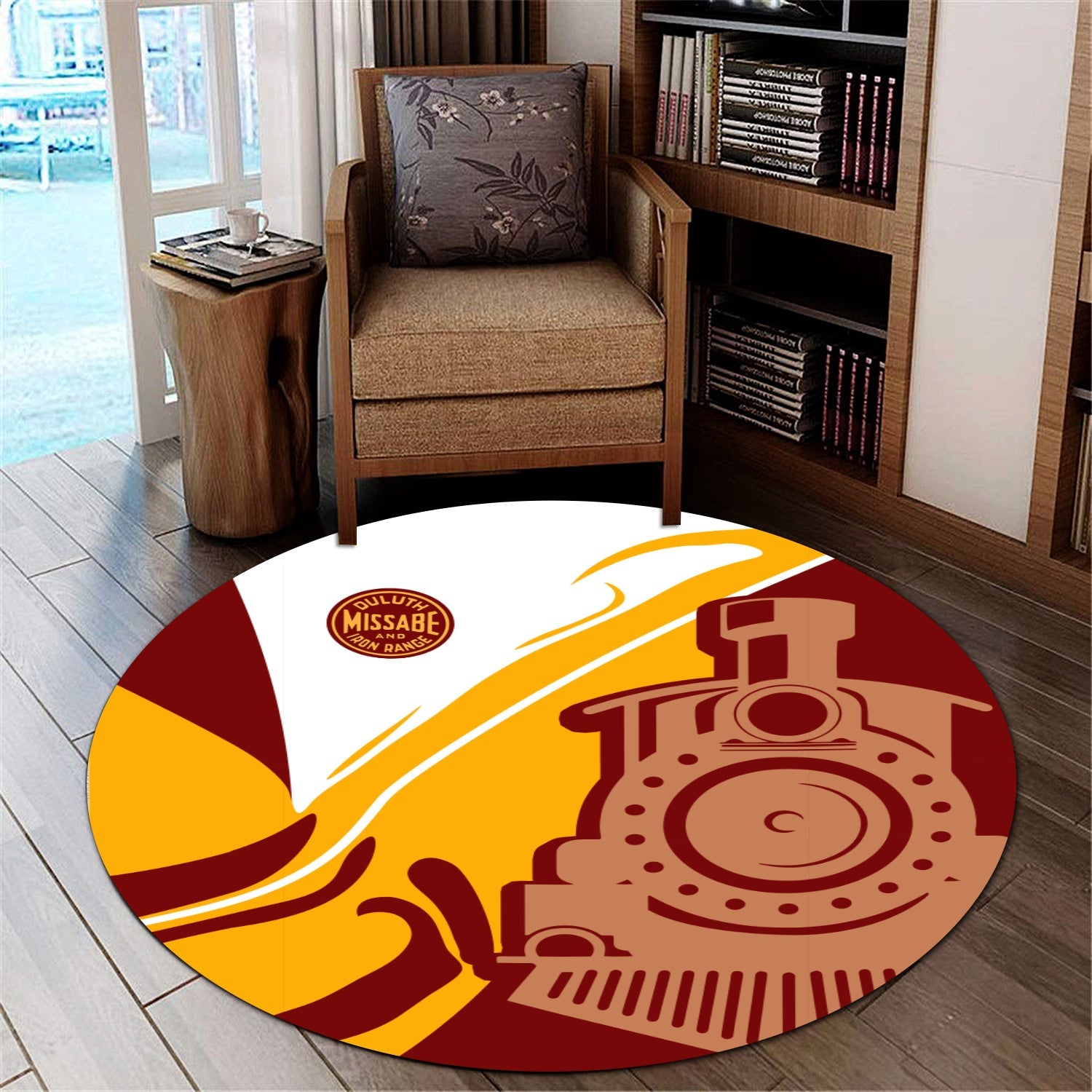Railspirit Duluth, Missabe, & Iron Range Railroad Round Mat Flame-Inspired Style Mat Gift Idea For Train Lovers