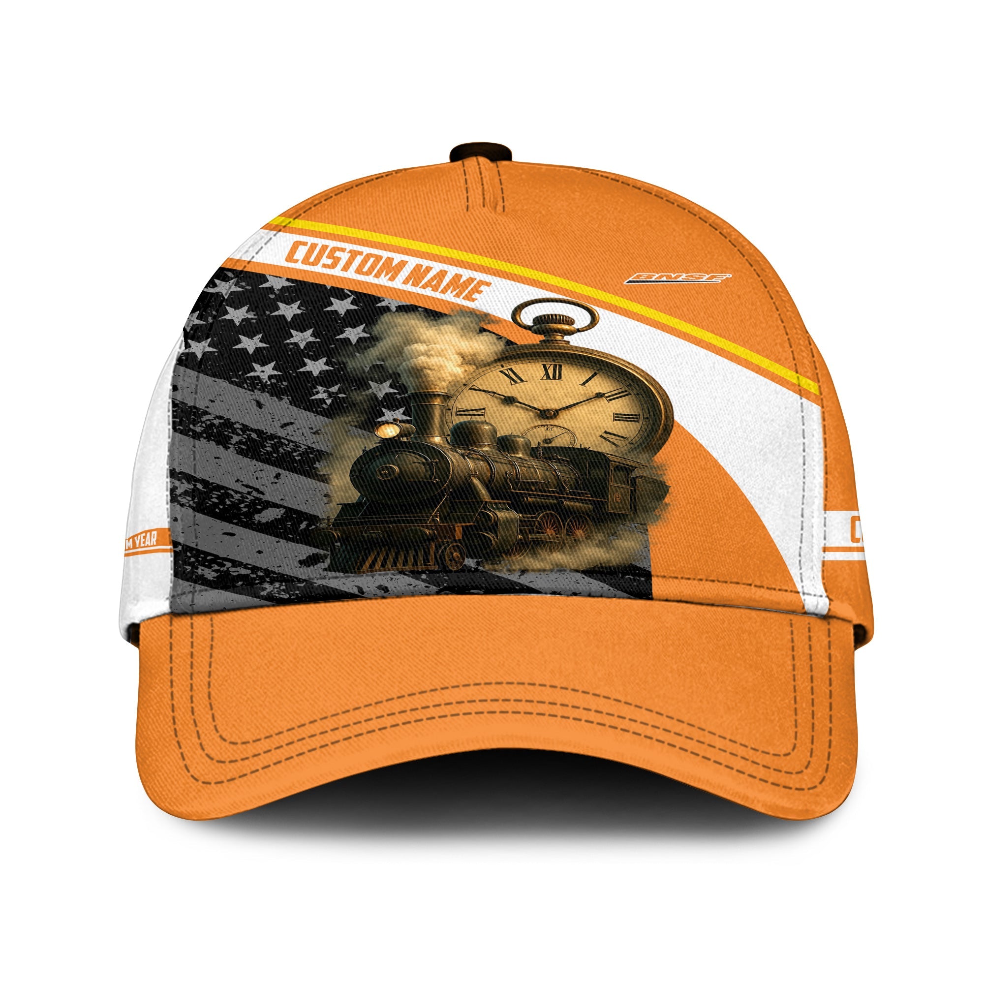 Railspirit Personalized BNSF Railway Classic Cap Classic Steam Engine With Retro Pocket Watch Cap All Over Print