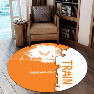 Railspirit BNSF Railway Round Mat Engine Heartbeat and Track Love Style Mat Gift Idea For Train Lovers