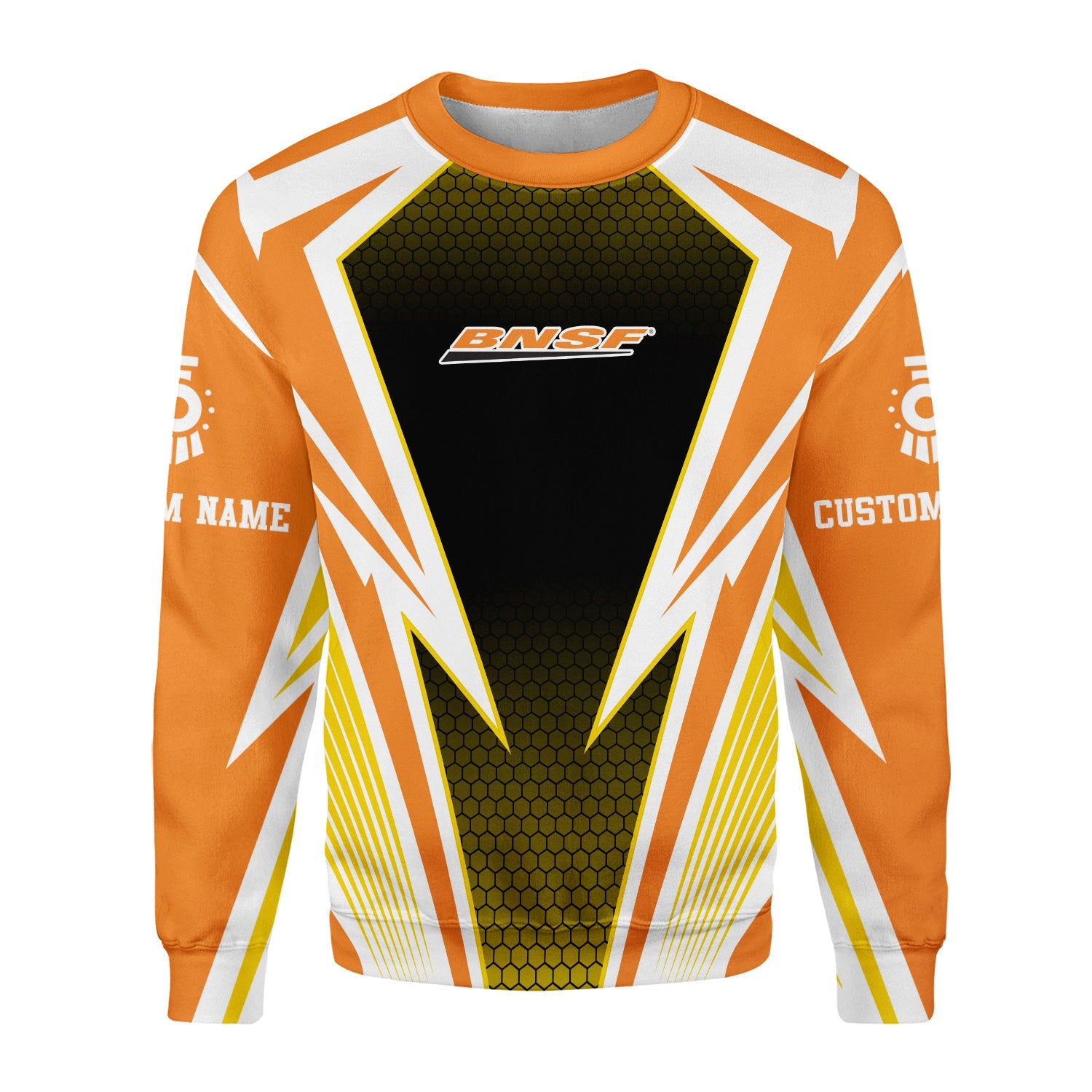 Railspirit Personalized BNSF Railway Sweatshirt Lightning Graphic Style Shirt Gift Idea For Train Lover