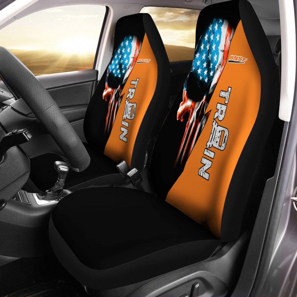 Railspirit BNSF Railway Car Seat Cover Train Skull American Flag Style Seat Cover