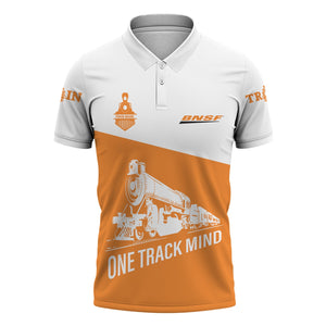 Railspirit Personalized BNSF Railway Polo Shirt One Track Mind Unisex Train Shirt Gift Idea For Train Lover