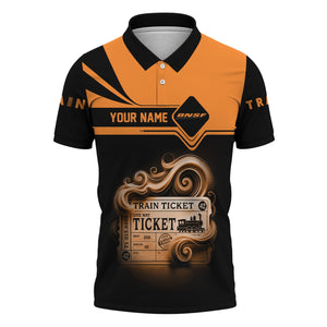 Railspirit Custom Name BNSF Railway Polo Shirt American Train Ticket Printed Shirt