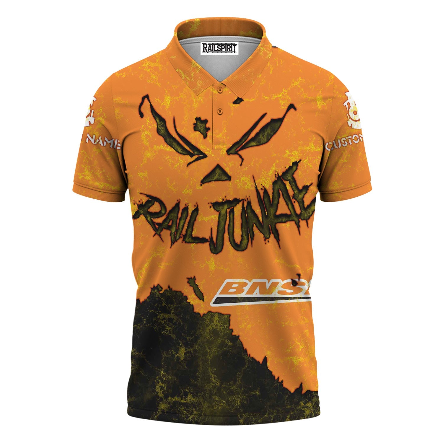 Railspirit Personalized BNSF Railway Polo Shirt Torn Graphic Style Train Shirt For Rail Junkie