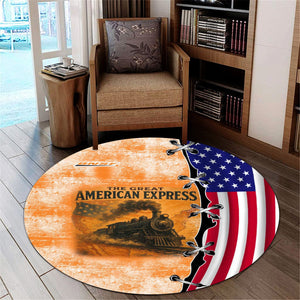 Railspirit BNSF Railway Round Mat Retro American Express Train With USA Flag Round Mat