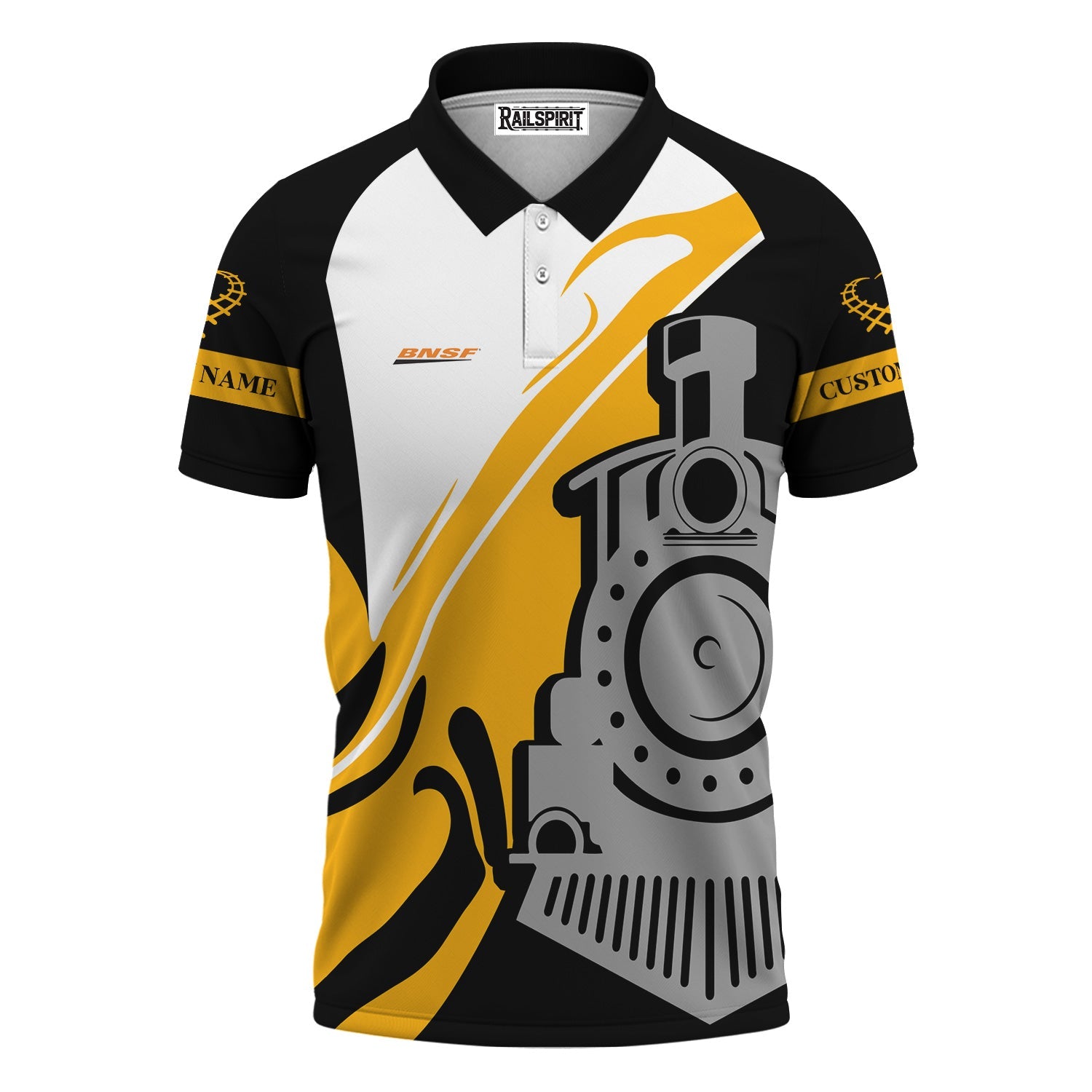 Railspirit Personalized BNSF Railway Polo Shirt Flame-Inspired Style Shirt Gift Idea For Train Lovers