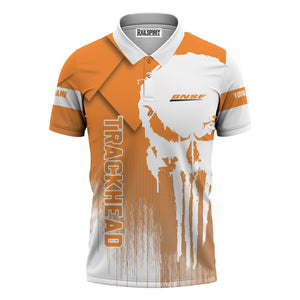 Railspirit Personalized BNSF Railway Polo Shirt Skull Design with Custom Job Train Shirt for Trackhead Crew
