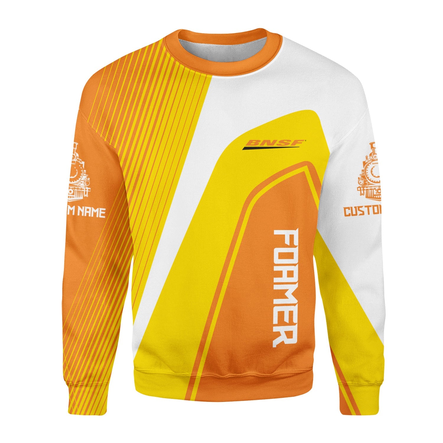 Railspirit Personalized BNSF Railway Sweatshirt Vibrant Striking Style Shirt For Rail Enthusiasts