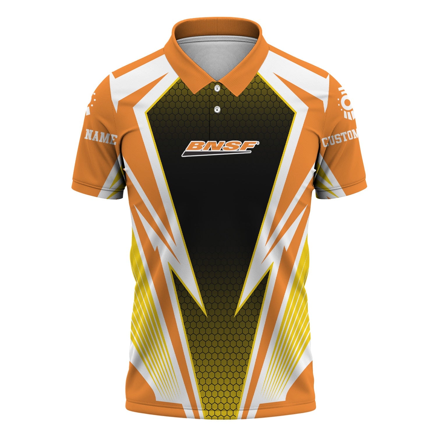 Railspirit Personalized BNSF Railway Polo Shirt Lightning Graphic Style Shirt Gift Idea For Train Lover