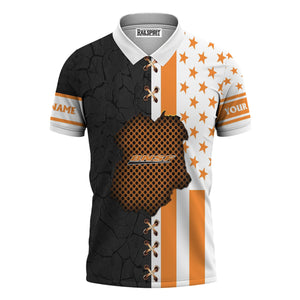 Railspirit Personalized BNSF Railway Polo Shirt American Flag with Crack Effect Train Shirt