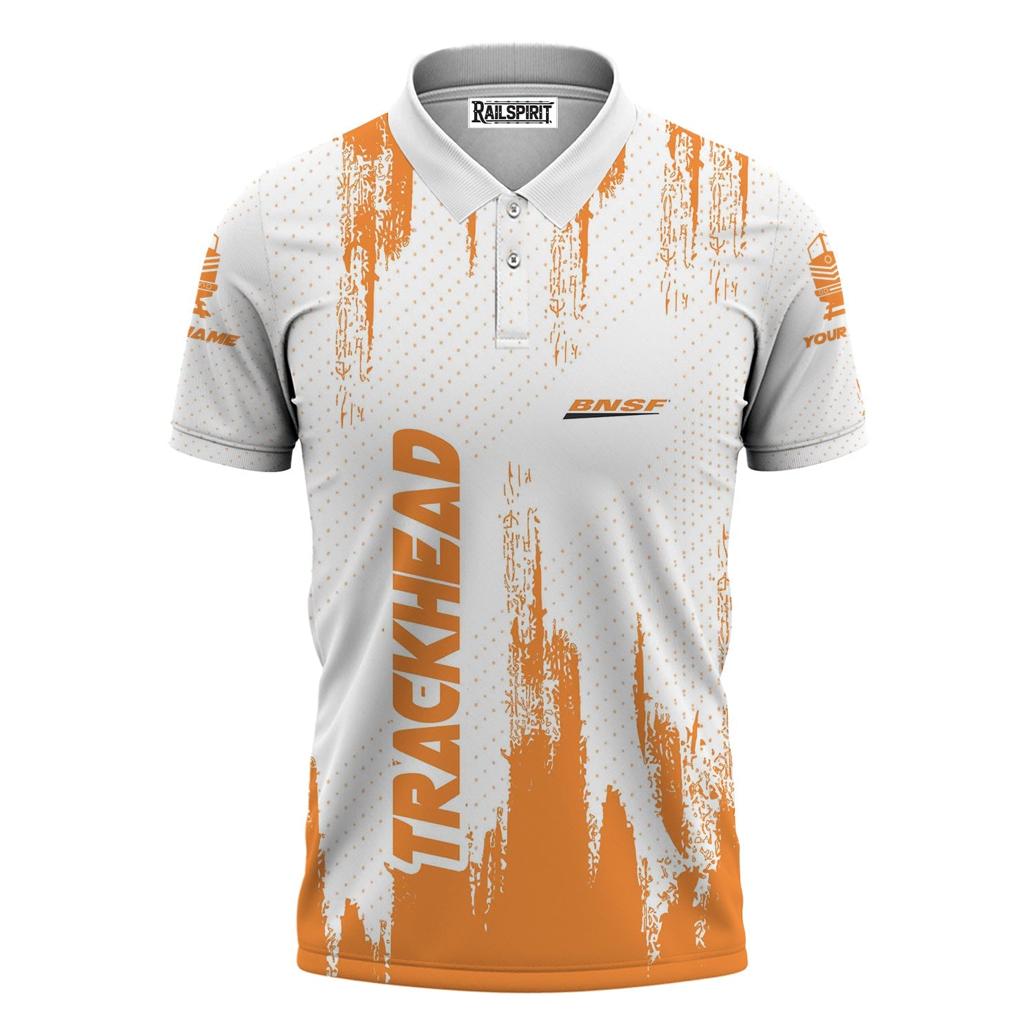 Railspirit Personalized BNSF Railway Polo Shirt Paint Impact Design Train Shirt for Trackhead