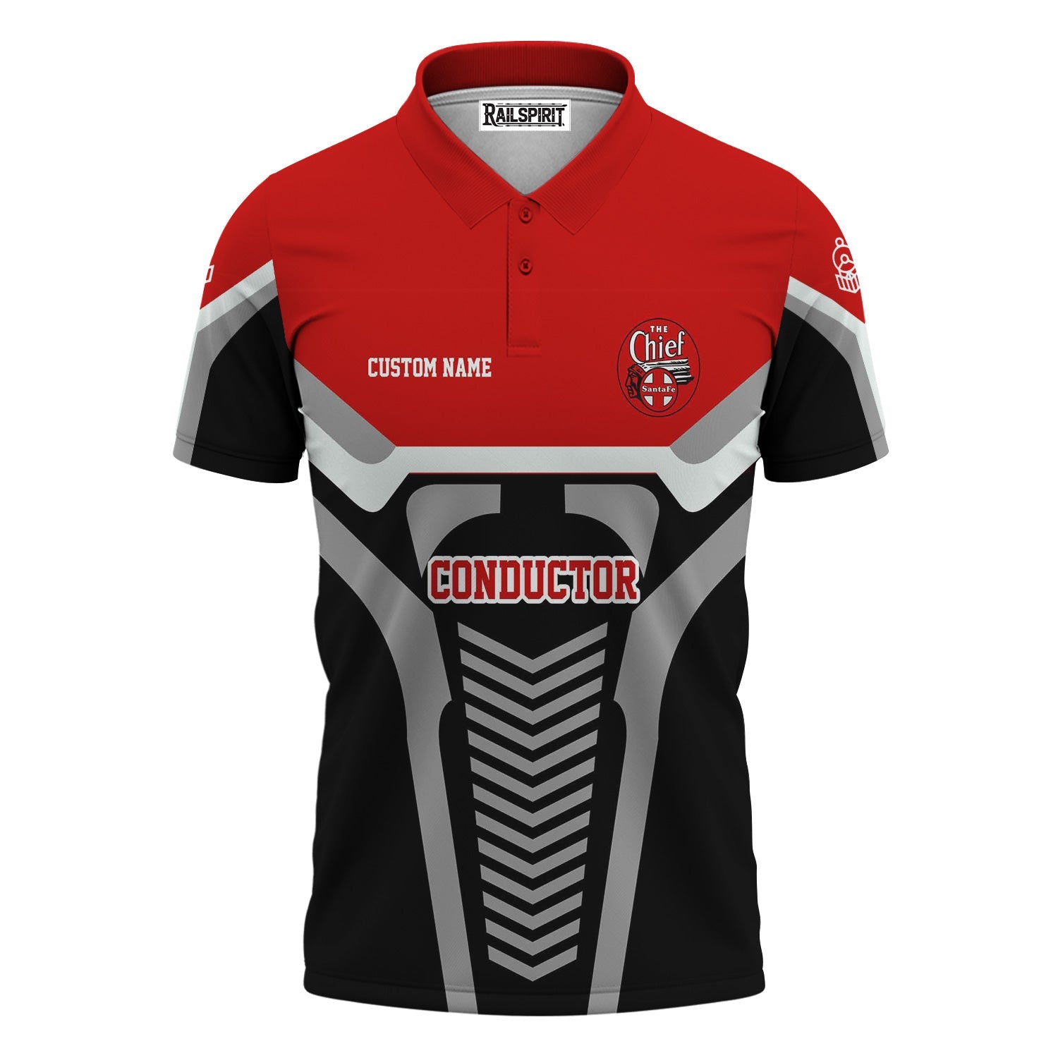 Railspirit Personalized The Chief Santa Fe Railroad Polo Shirt Track-Inspired with Custom Job Position  Train Shirt