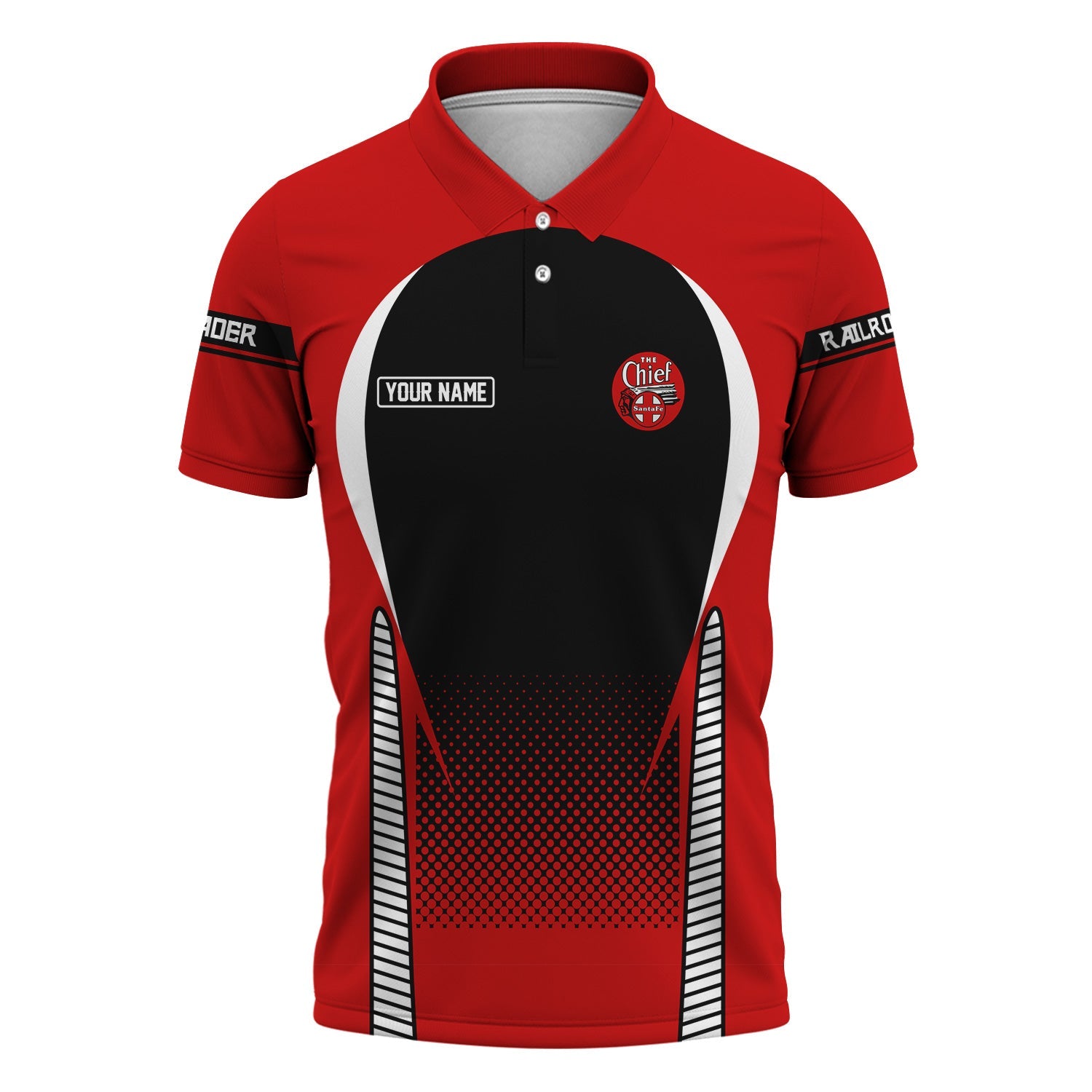 Railspirit Personalized The Chief Santa Fe Railroad Polo Shirt Stress Is Caused By Not Having Enough Trains Shirt All Over Print