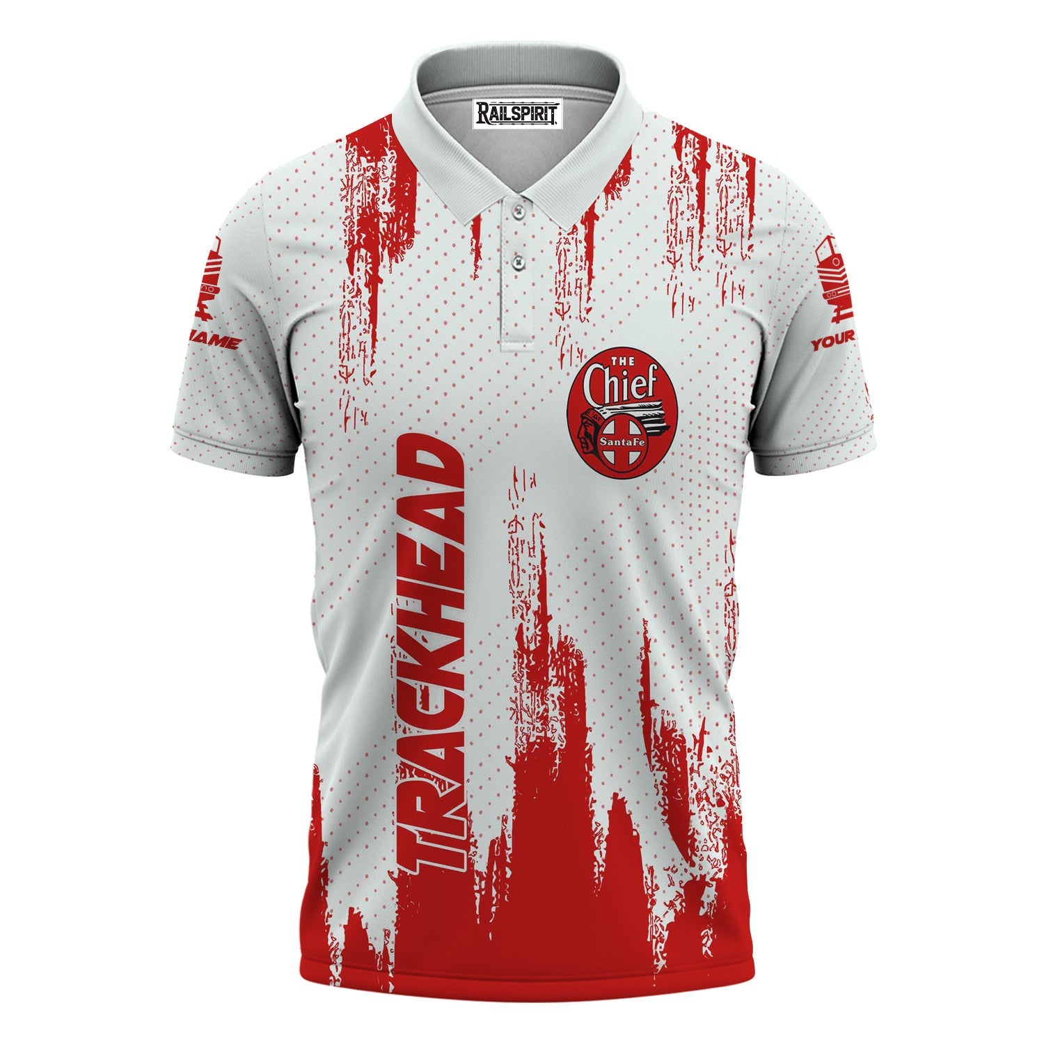 Railspirit Personalized The Chief Santa Fe Railroad Polo Shirt Paint Impact Design Train Shirt for Trackhead