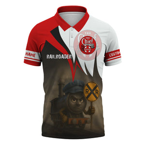 Railspirit Personalized The Chief Santa Fe Railroad Polo Shirt Angry Train Polo Shirt Gift Idea For Train Lover