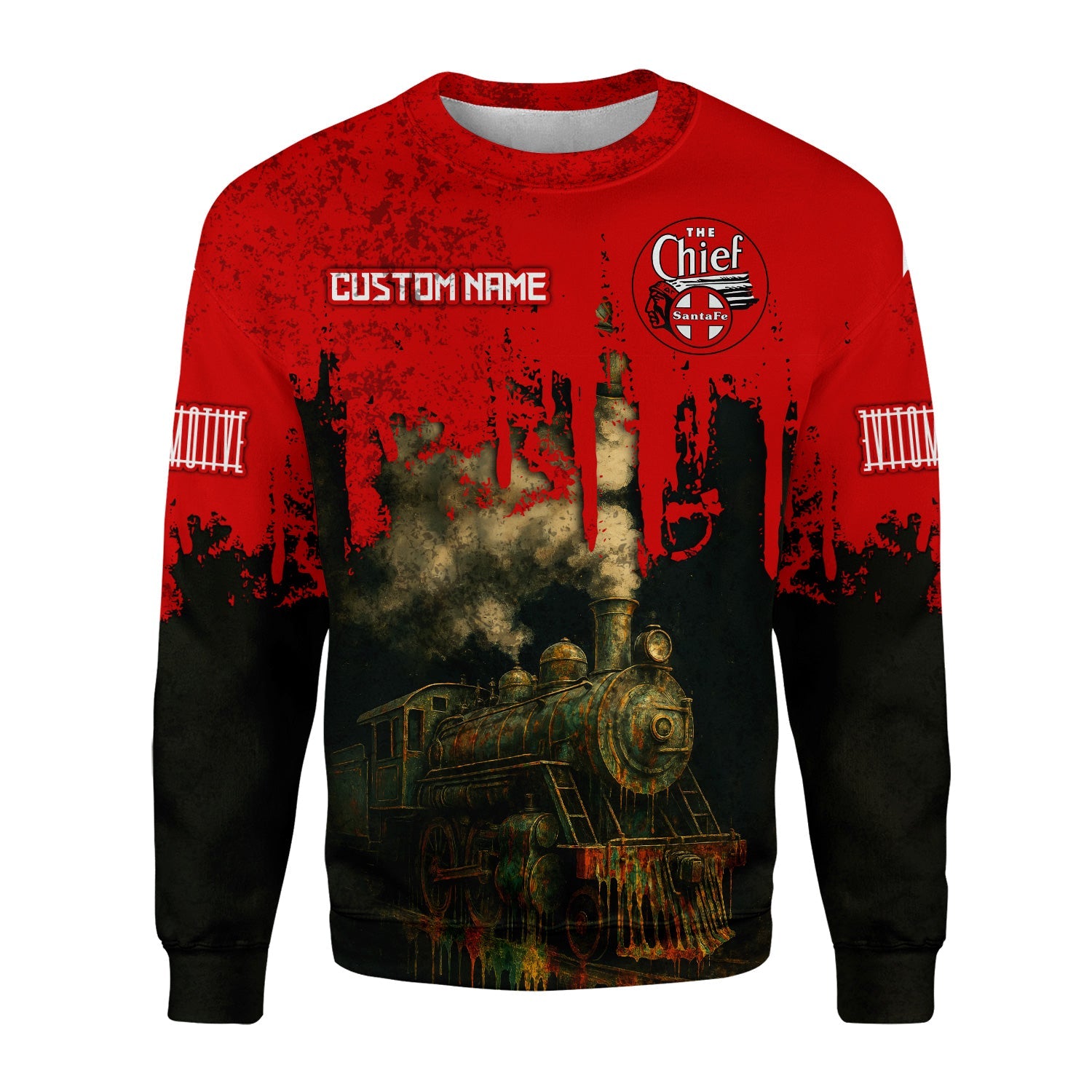 Railspirit Personalized The Chief Santa Fe Railroad Sweatshirt Vintage Train Art Style Shirt For Locomotive Fans