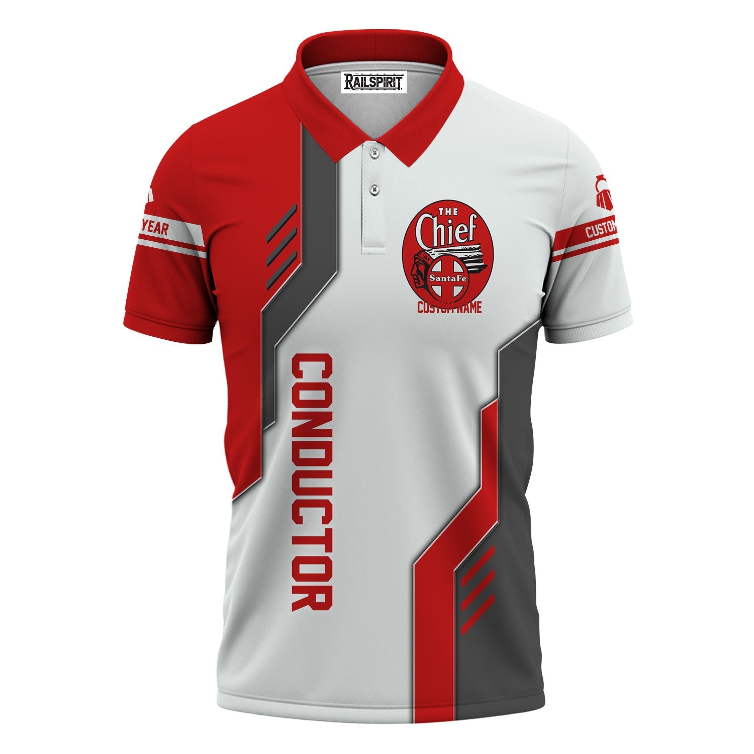 Railspirit Personalized The Chief Santa Fe Railroad Polo Shirt Unique Railway Style with Custom Job Train Shirt
