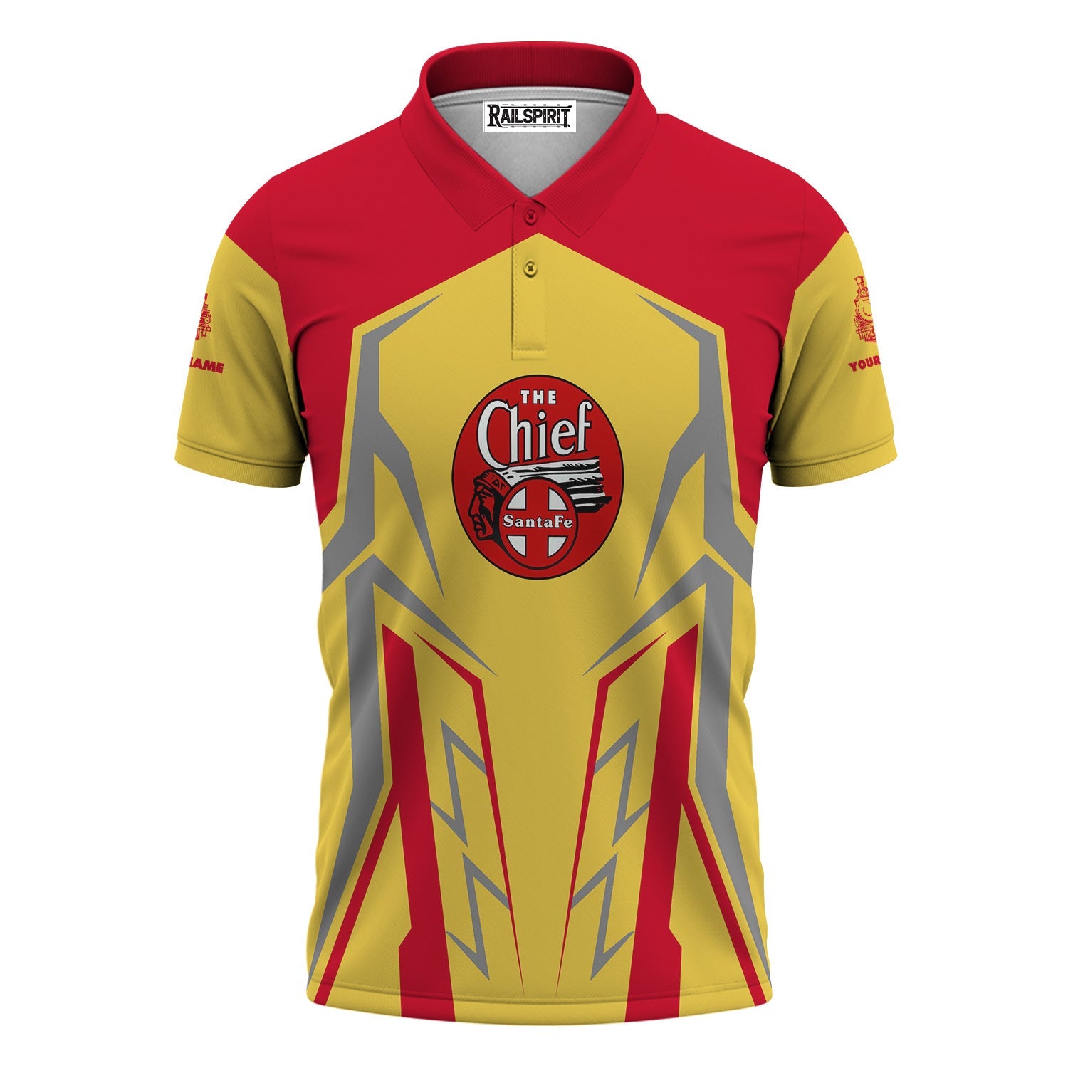 Railspirit Personalized The Chief Santa Fe Railroad Polo Shirt Futuristic Design with Custom Job Train Shirt