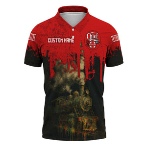 Railspirit Personalized The Chief Santa Fe Railroad Polo Shirt Vintage Train Art Style Shirt For Locomotive Fans