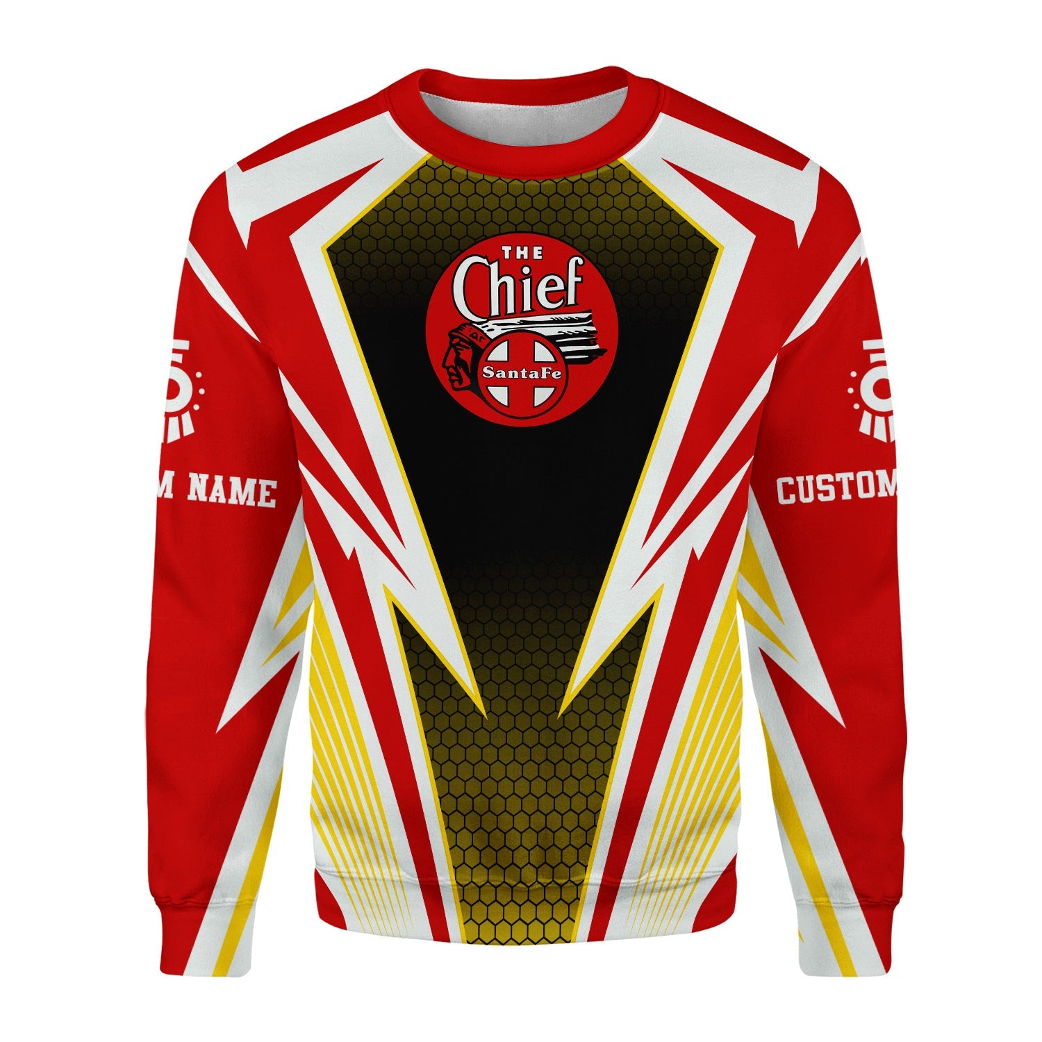 Railspirit Personalized The Chief Santa Fe Railroad Sweatshirt Lightning Graphic Style Shirt Gift Idea For Train Lover