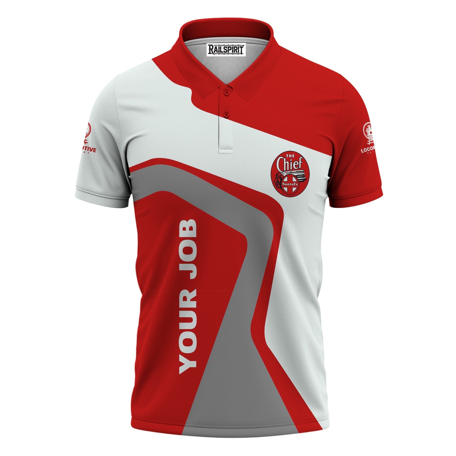 Railspirit Personalized The Chief Santa Fe Railroad Polo Shirt Unique Design with Custom Job Position Train Shirt